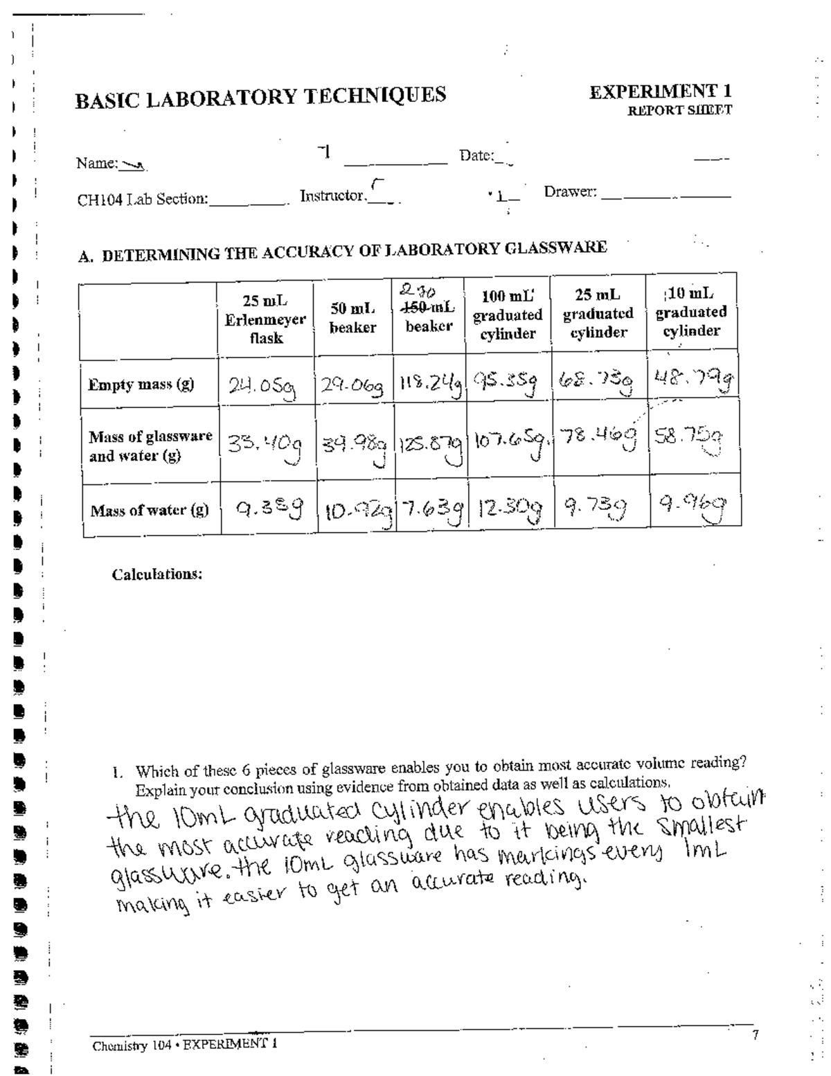 LAB 1-CHEMISTRY 104 - CHM 221 - Studocu