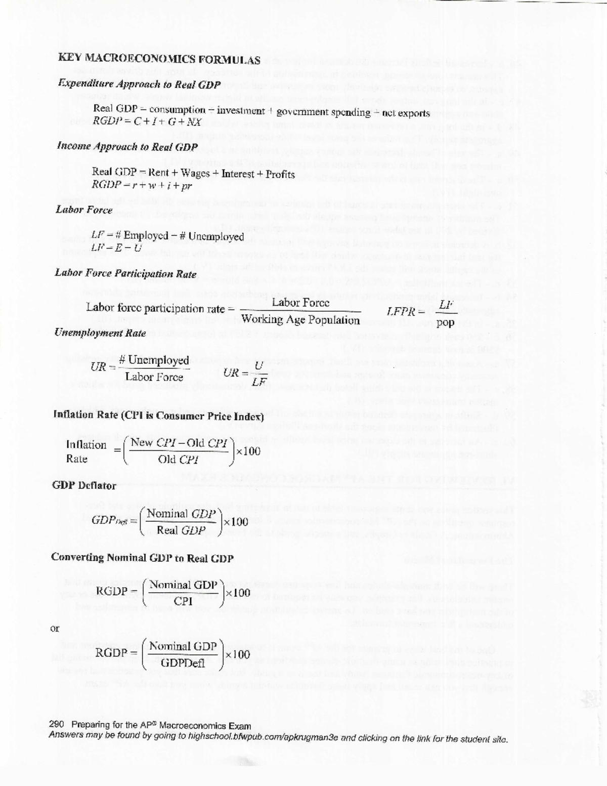 Must Know Formulas for Macro - KEY MACROECONOMICS FORMULAS Expenditure ...