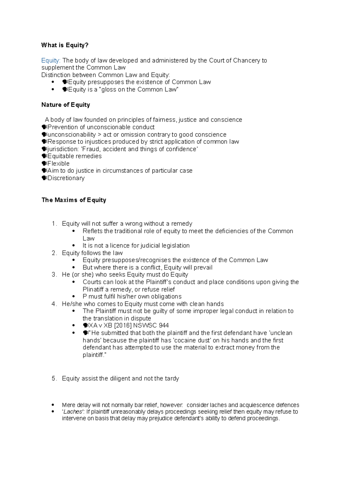 LLB205 Equity and Trusts - WK 1 S23 - What is Equity? Equity: The body ...