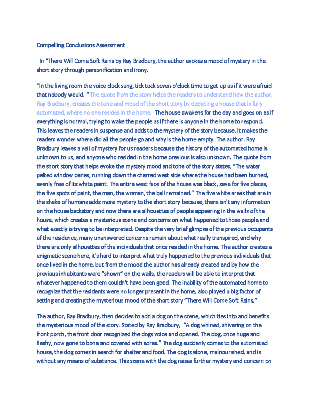 Document 22 - Assignments - Compelling Conclusions Assessment In “There ...