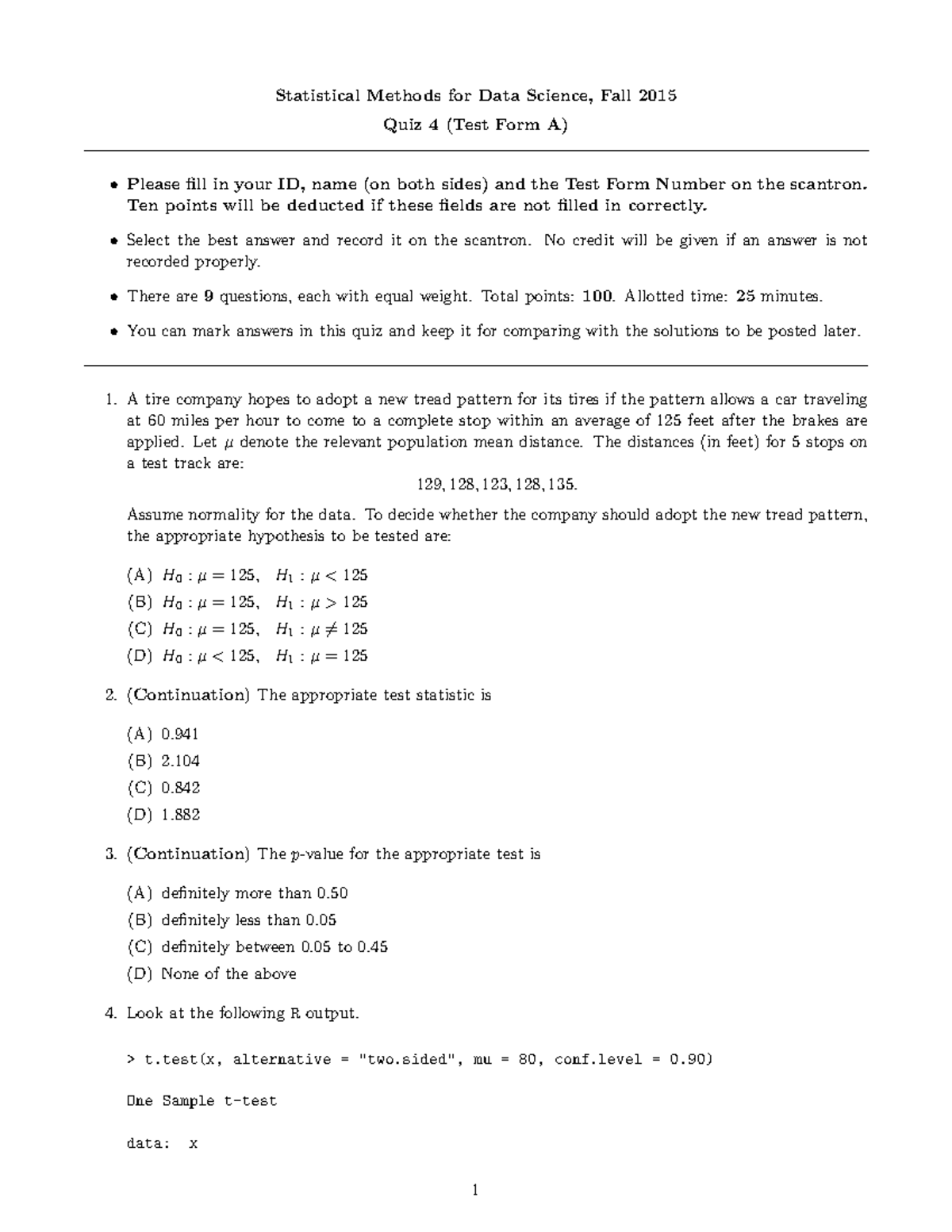 Quiz 4a - material - Statistical Methods for Data Science, Fall 2015 ...
