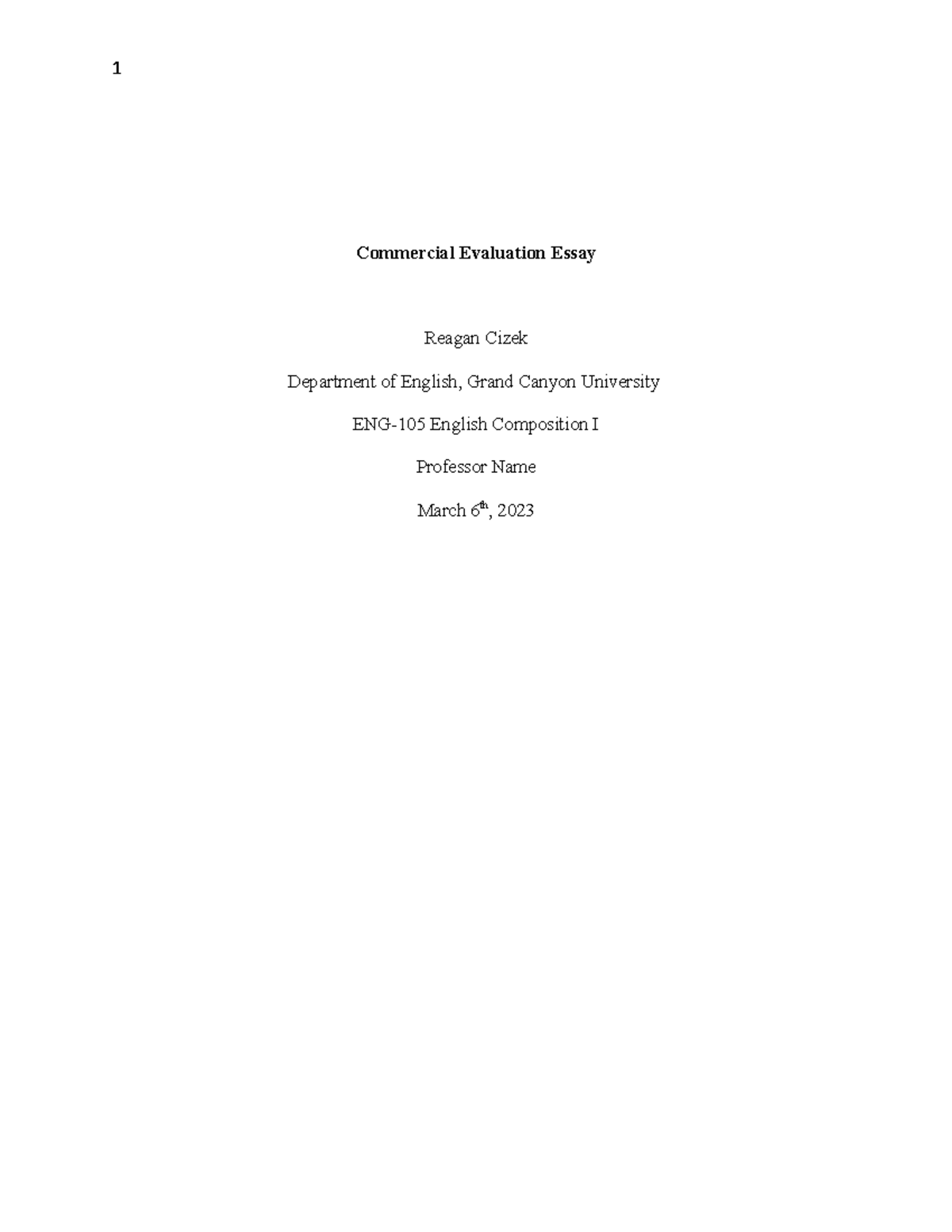 commercial evaluation essay