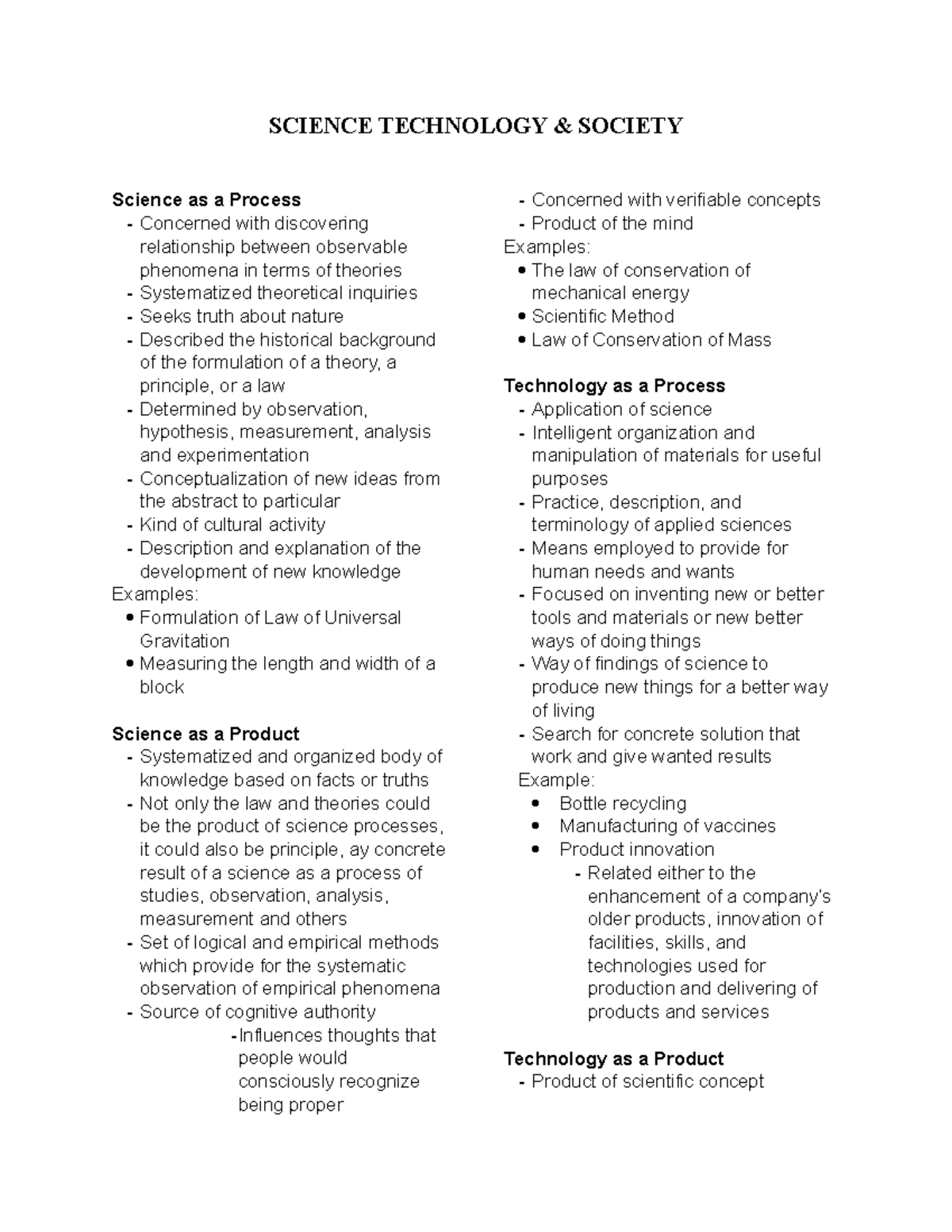 Reviewer - for sts - SCIENCE TECHNOLOGY & SOCIETY Science as a Process ...