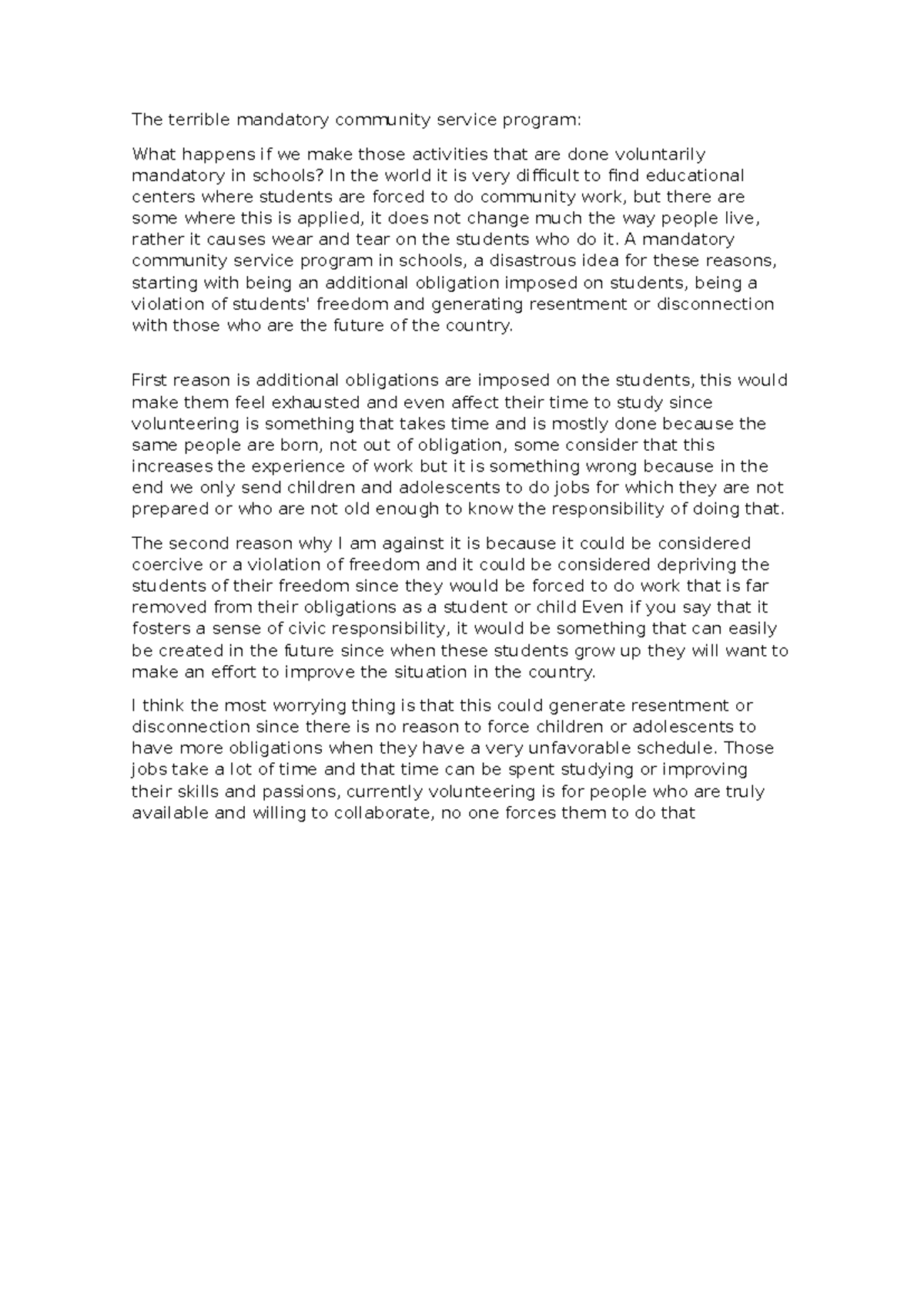 Icpna - apuntes - The terrible mandatory community service program ...