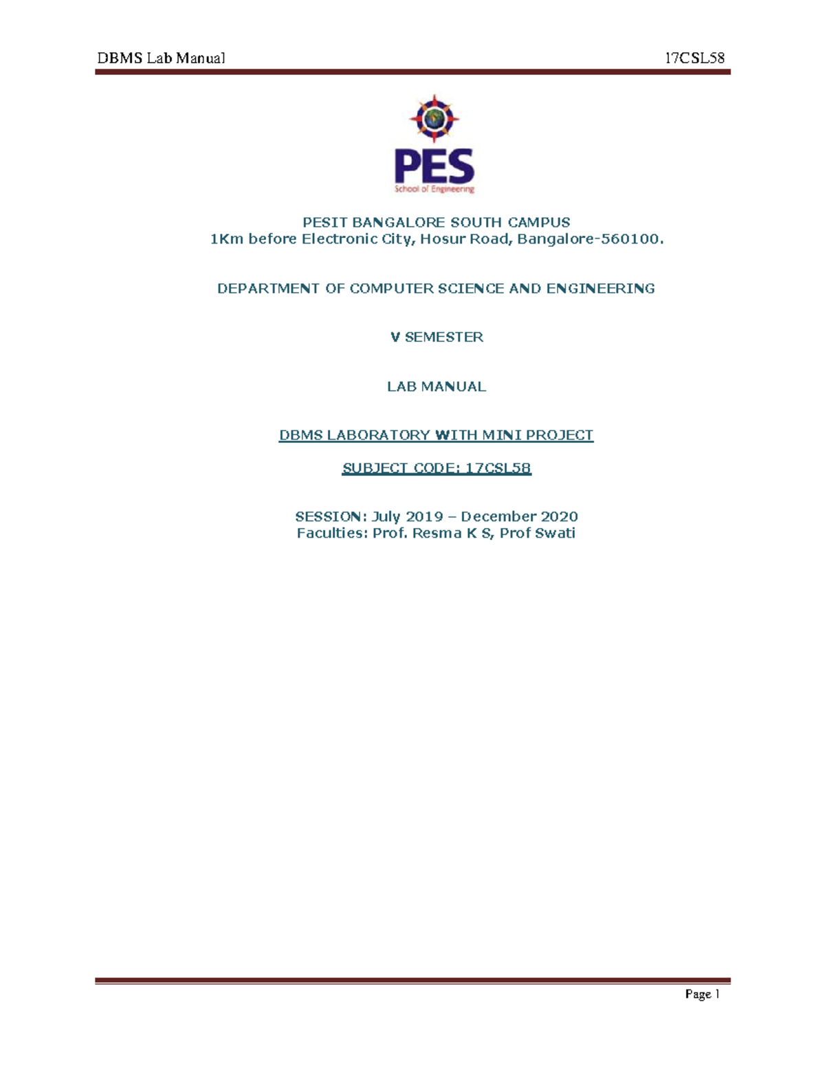 LM DBMS LAB - DBMS - !" #$ - Studocu