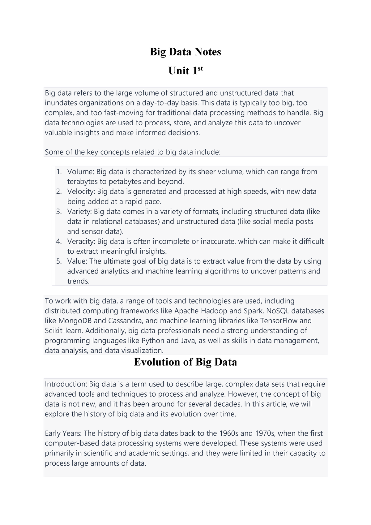 Big Data(KCS061) UNIT 1 Notes - Big Data Notes Unit 1 St Big Data ...