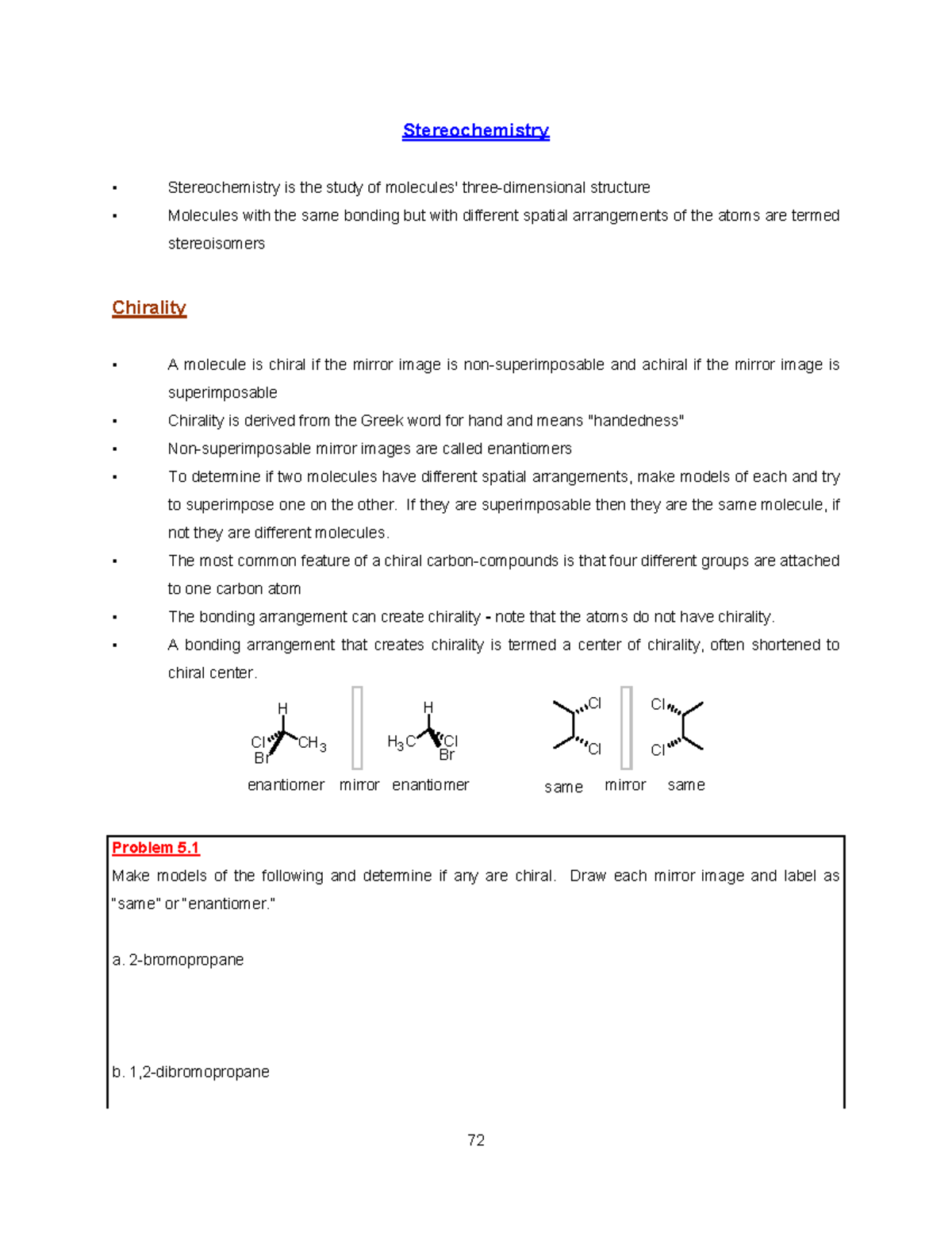 CHEM 242 Week 5 Chapter 5 Notes And HW - Stereochemistry ...