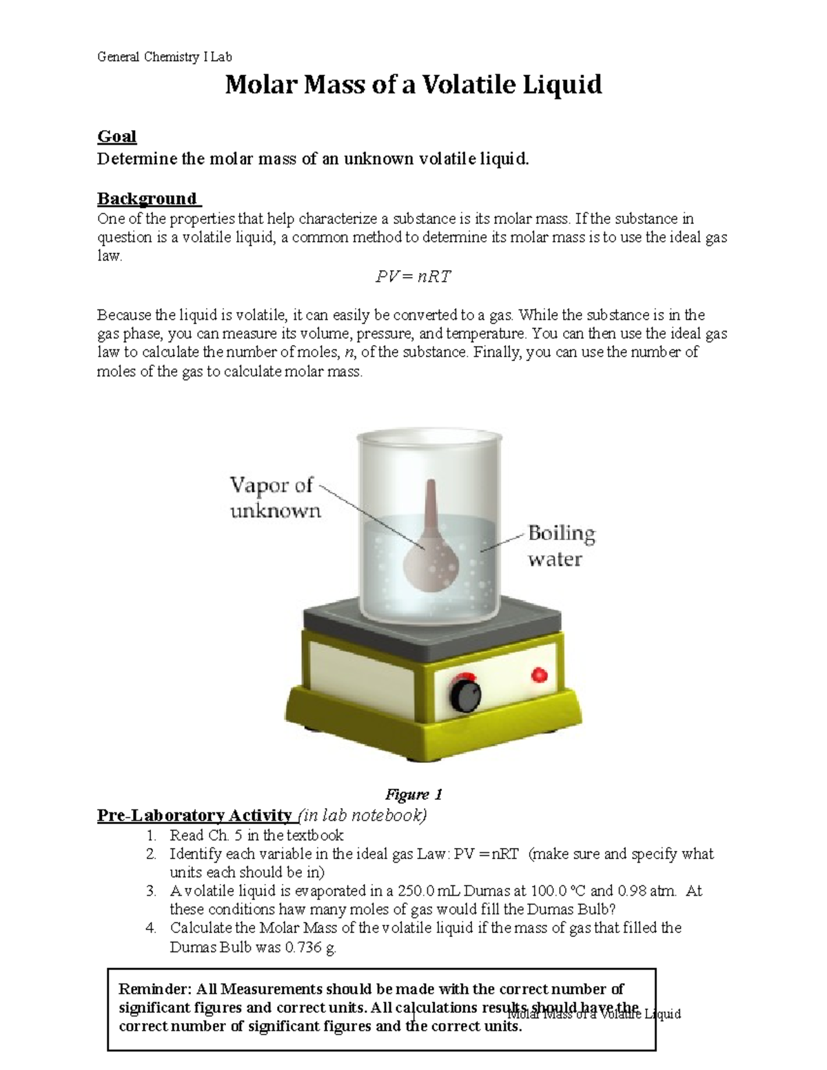 volatile liquid experiment leaving cert