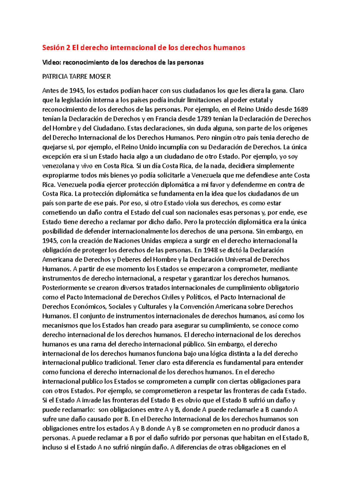 Sesión 2 El derecho internacional de los derechos humanos - Claro que ...