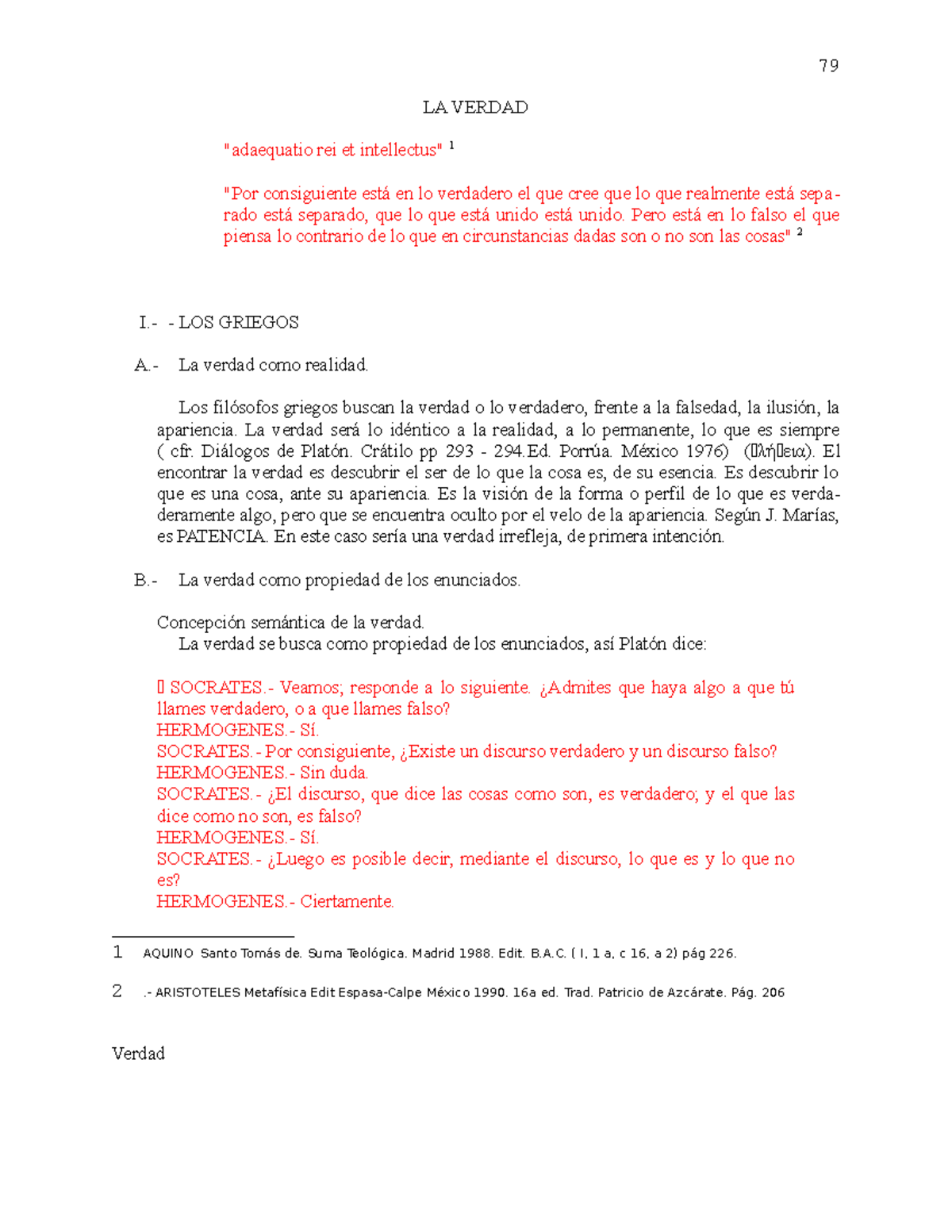 Tesis 07 Verdad - EPISTEMOLOGÍA - LA VERDAD 