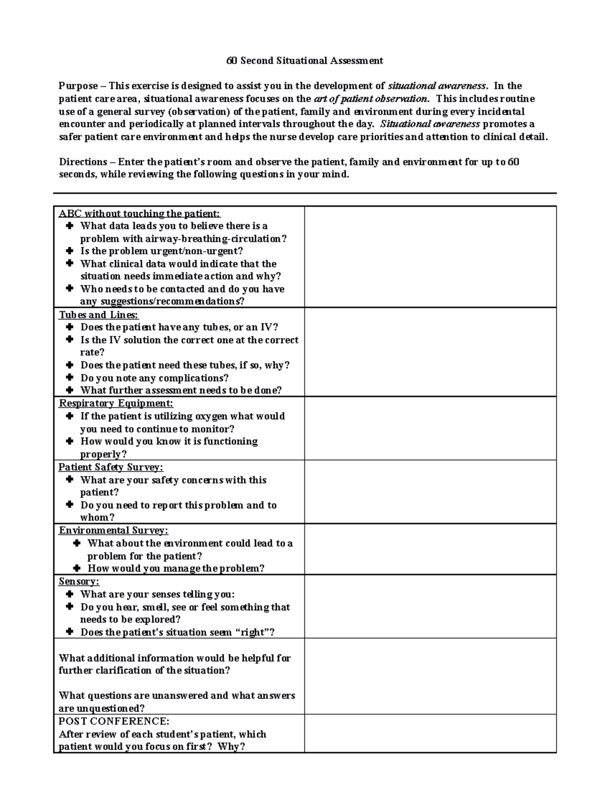 60 Second Situational Assessment 60 Second Situational Assessment   Thumb 1200 1553 