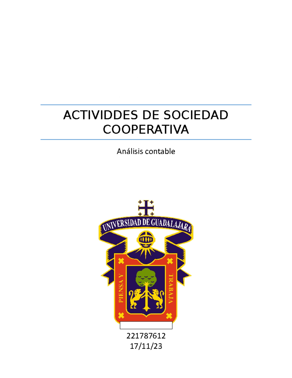Actividdes DE Sociedad Cooperativa ACTIVIDDES DE SOCIEDAD COOPERATIVA