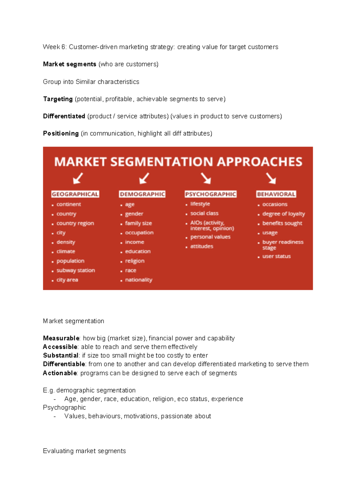 Week 6 Customer-driven marketing strategy creating value for target ...
