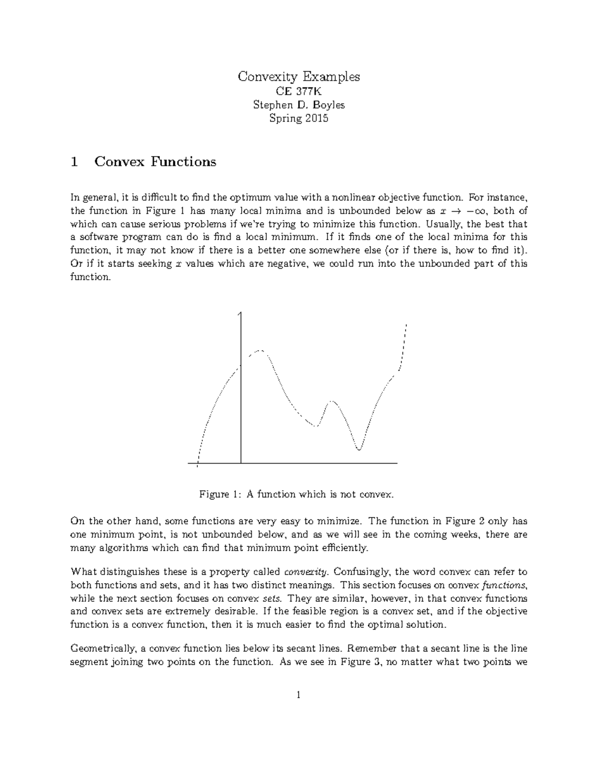 Convex function - Methodology - Convexity Examples CE 377K Stephen D ...