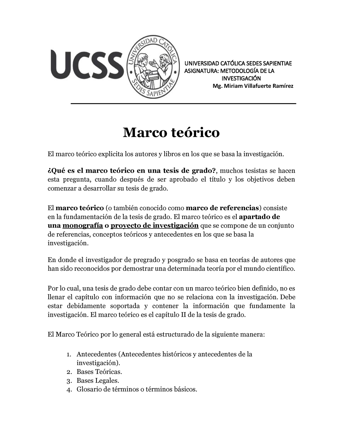 Marco Teórico. Antecedentes Y Bases Teóricas -GUÍA - UNIVERSIDAD ...