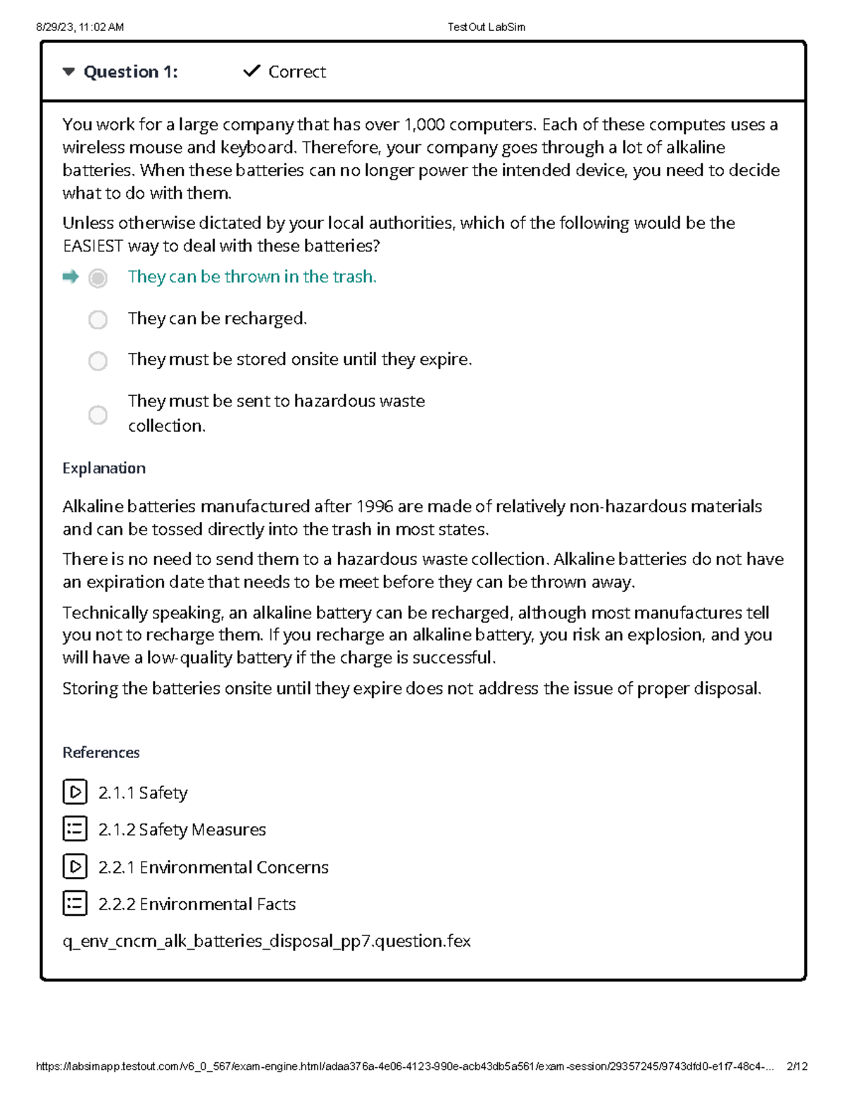 Test Out Lab Sim 2 khbjnl Question 1 Correct You work for a large