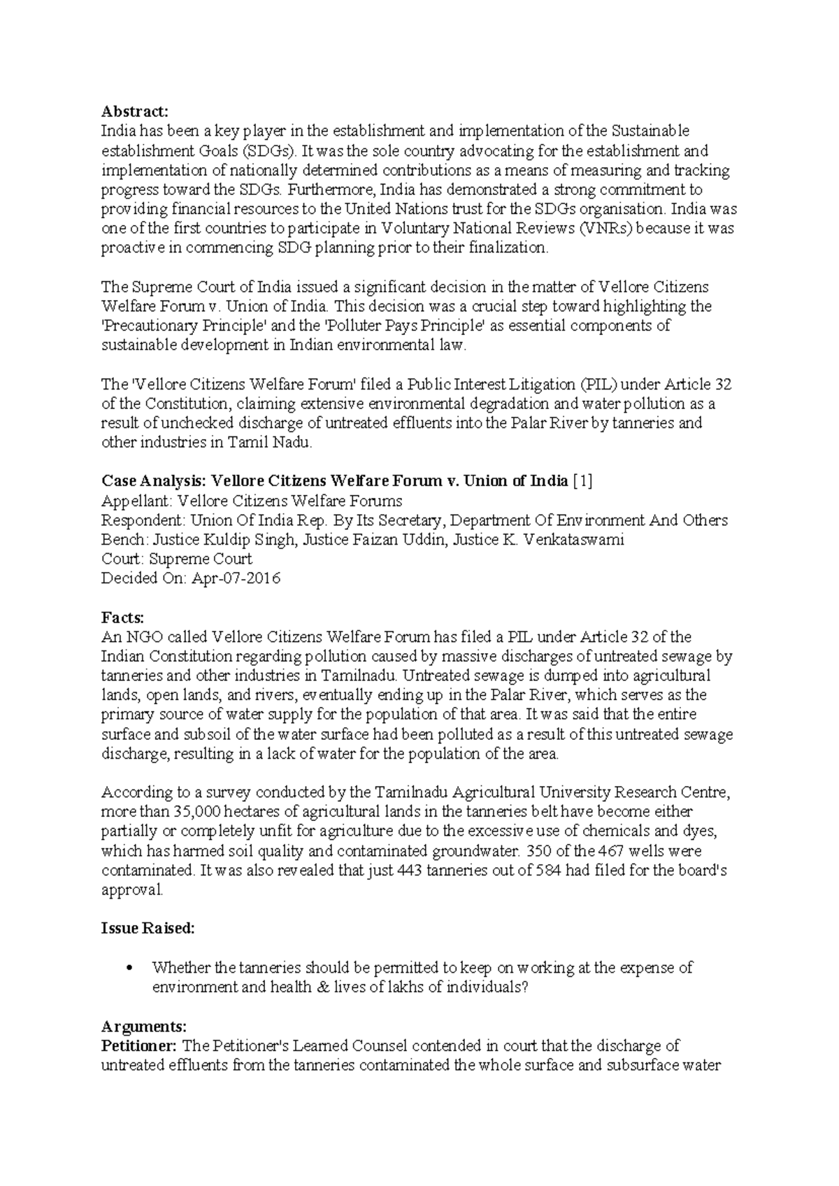 Environmental - Abstract: India has been a key player in the ...