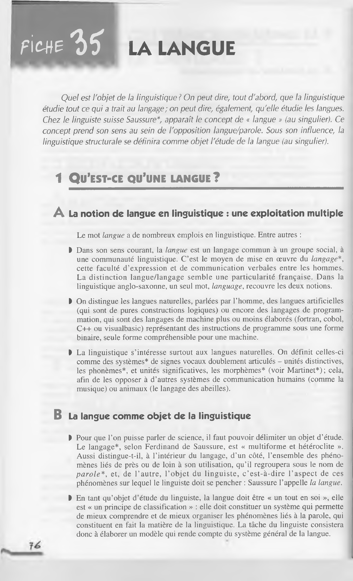 La Linguistique - 35 - La Langue - F 'me ' 55 ' L A L A N G U E Q U E L ...