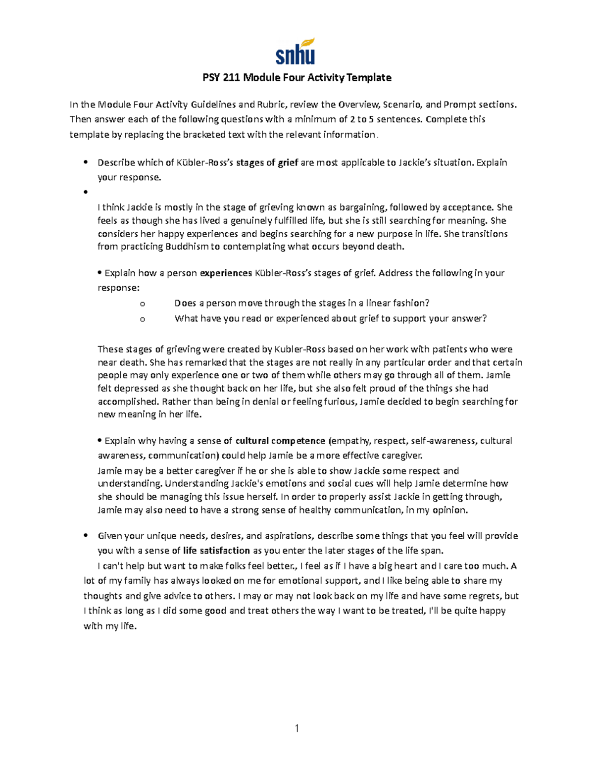 PSY 211 Module 4 Activity Template - PSY 211 Module Four Activity ...