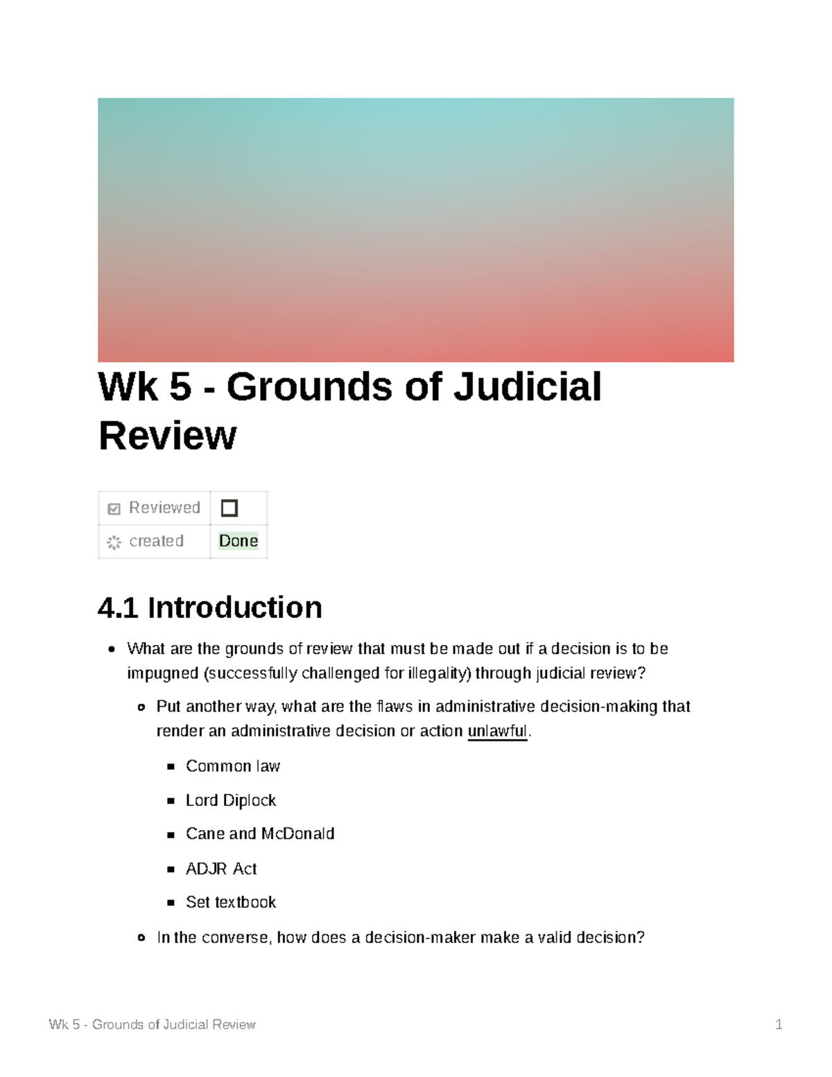 Wk 5 - Grounds Of Judicial Review - Wk 5 - Grounds Of Judicial Review ...