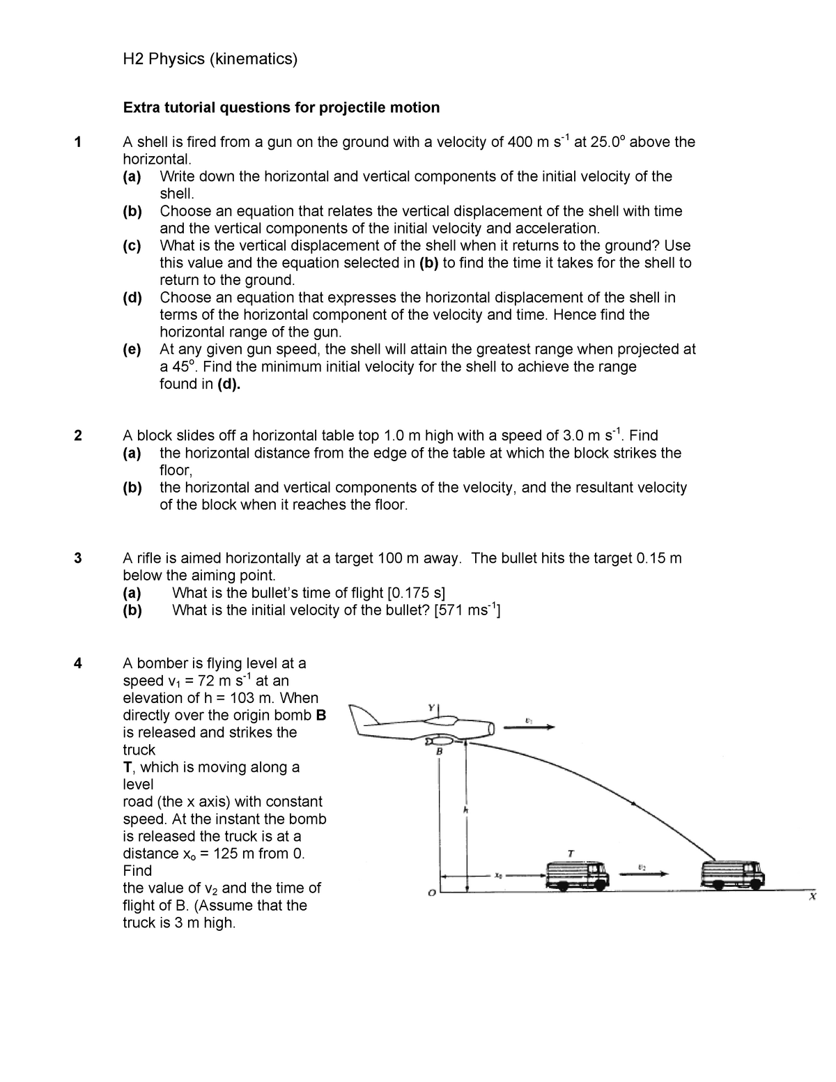 Extra Practice Questions For Projectile Motion H2 Physics Kinematics Extra Tutorial 0490