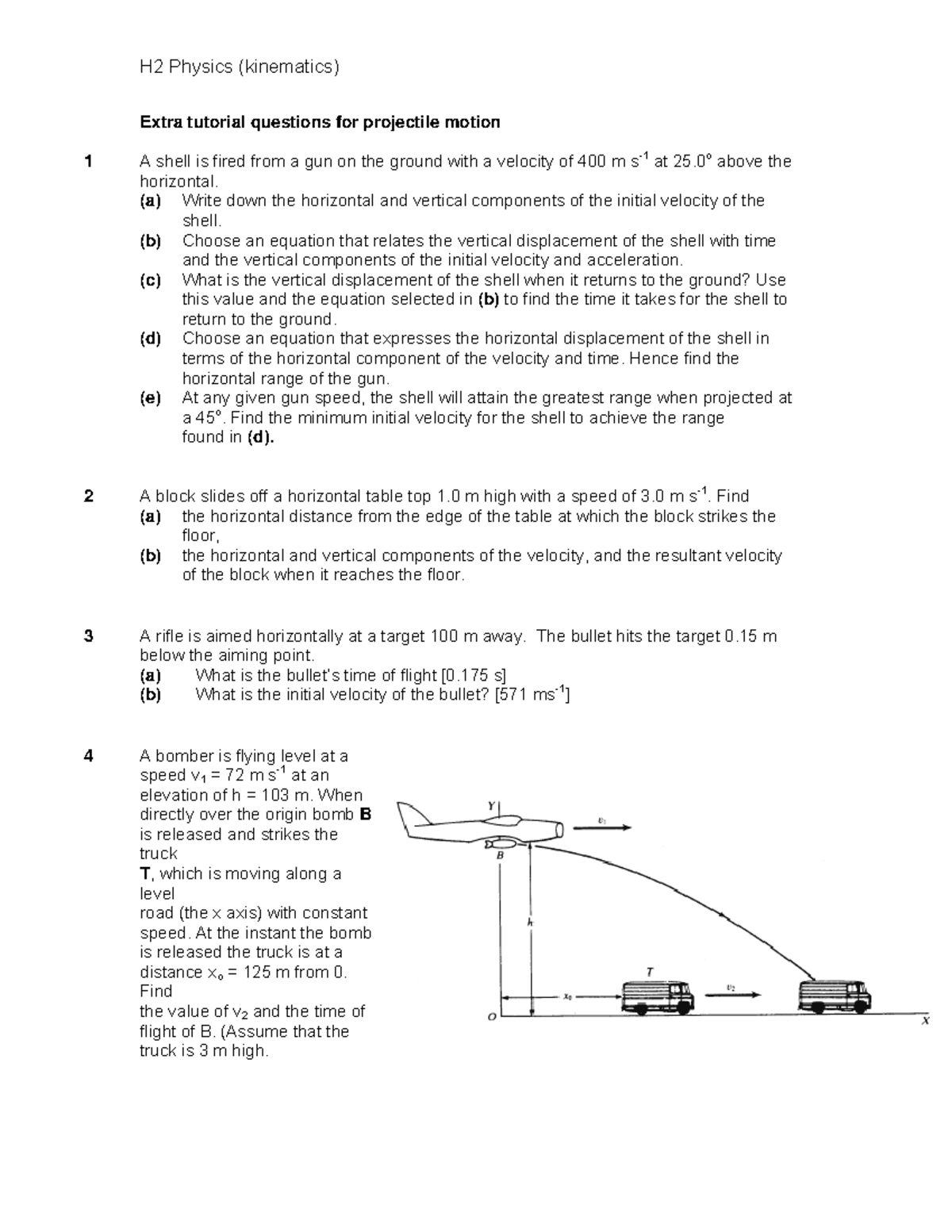 Extra Practice Questions For Projectile Motion H2 Physics Kinematics Extra Tutorial 0490