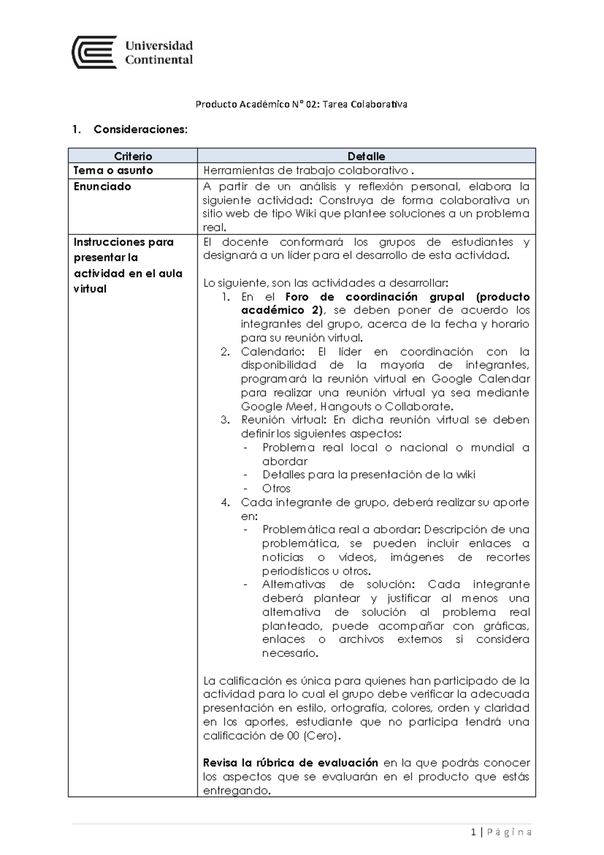 PA02 HVA - Apuntes - Producto Académico N° 02: Tarea Colaborativa 1 ...