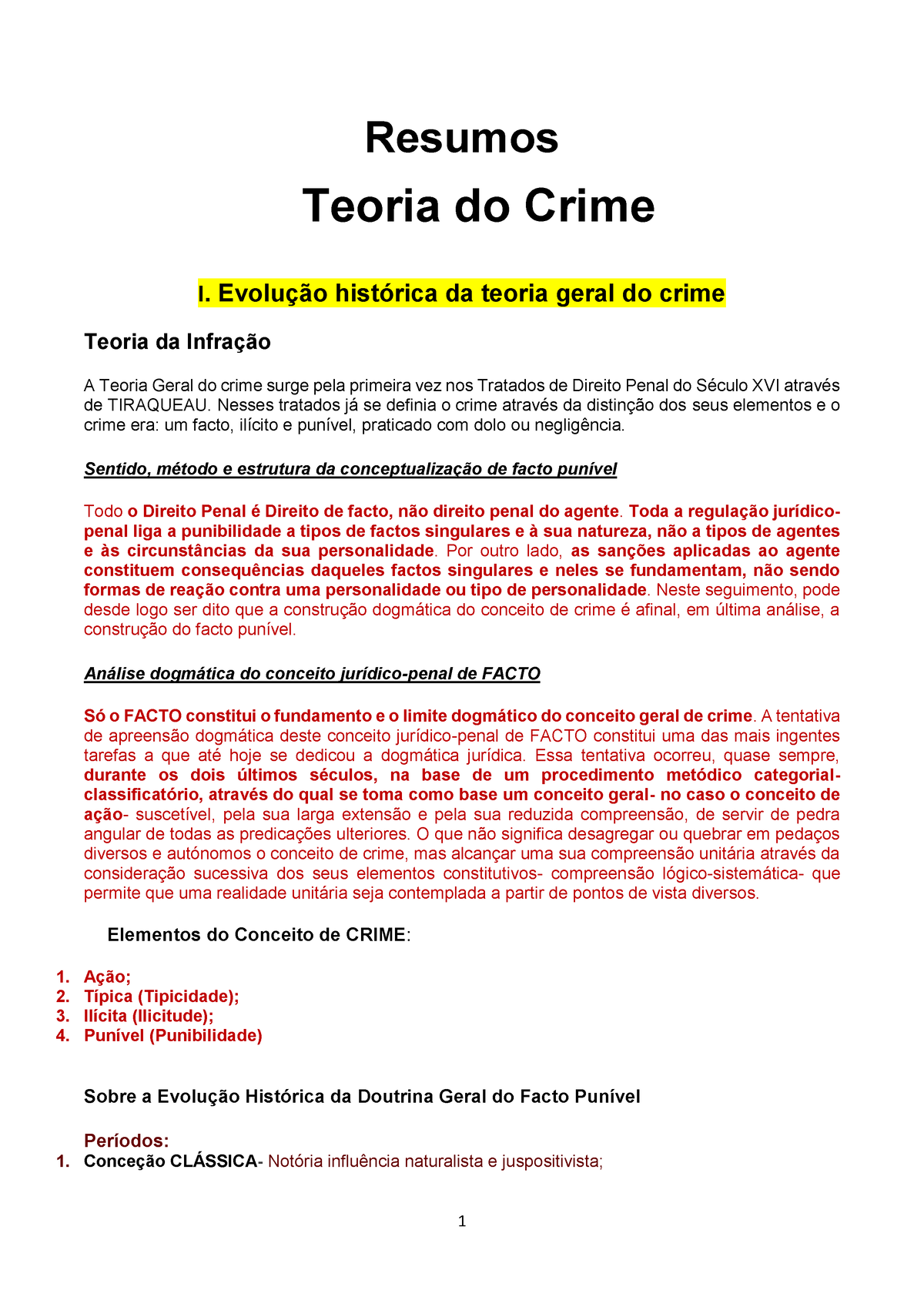 Resumos 1 17012009 0923 Resumos Teoria Do Crime I Evolução Histórica Da Teoria Geral Do Crime 7972