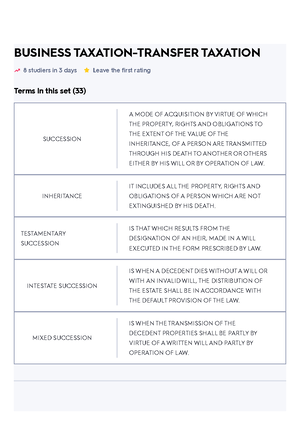 Introduction To Business Taxation Flashcards - Introduction To Business ...