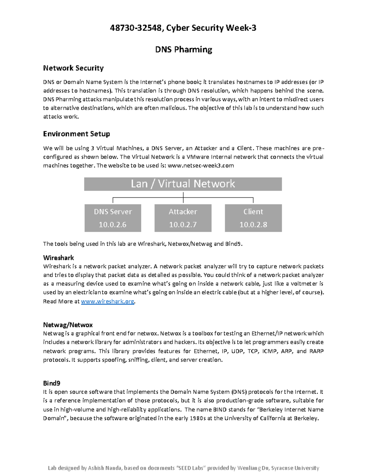 Week3 Lab B - DNS Pharming - DNS Pharming Network Security DNS Or ...