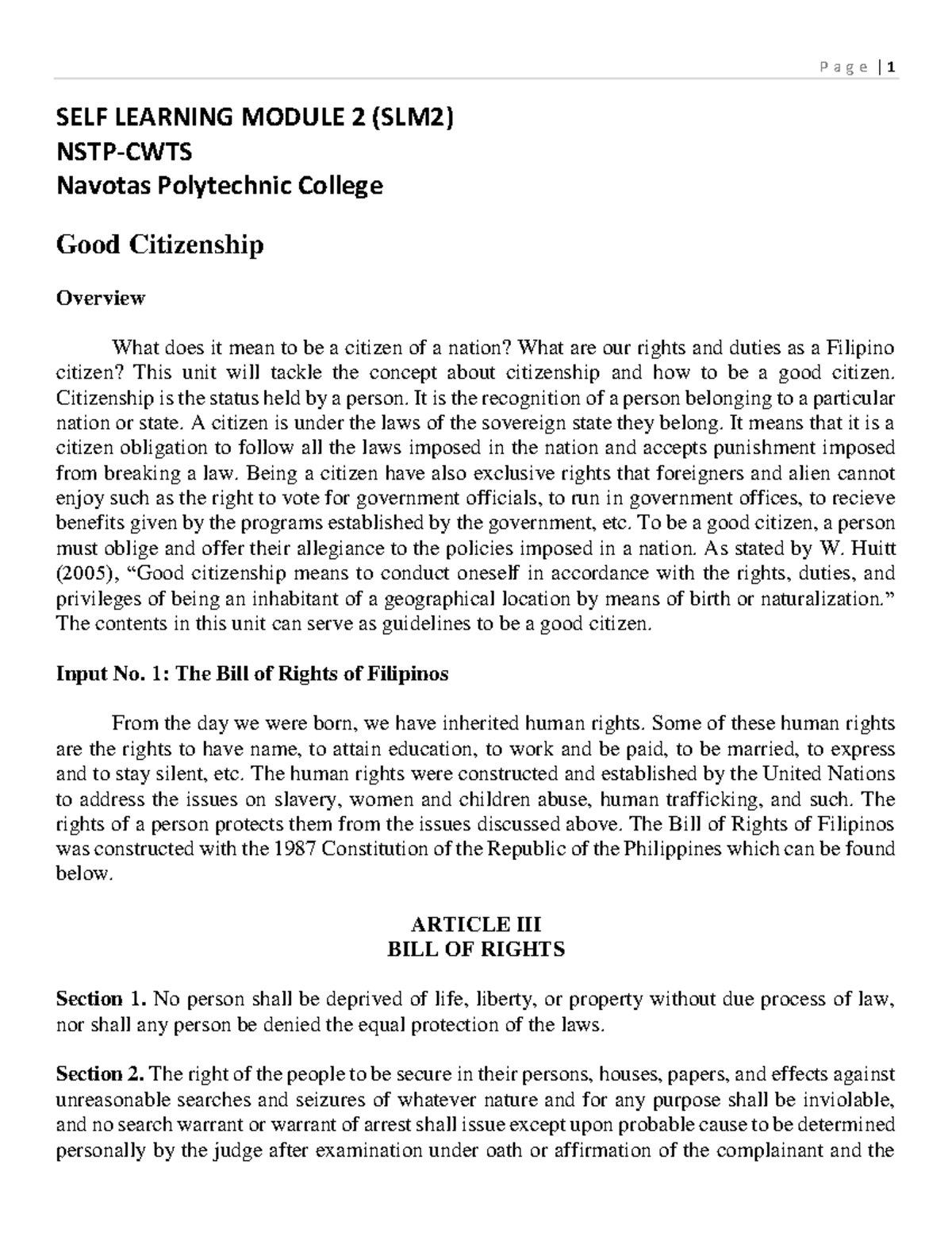 SELF Learning Module 2 - Page SELF LEARNING MODULE 2 (SLM2) Navotas ...