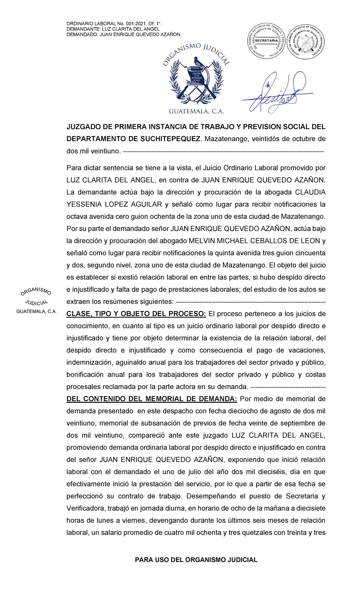 Descubrir 40+ imagen modelo de sentencia laboral guatemala