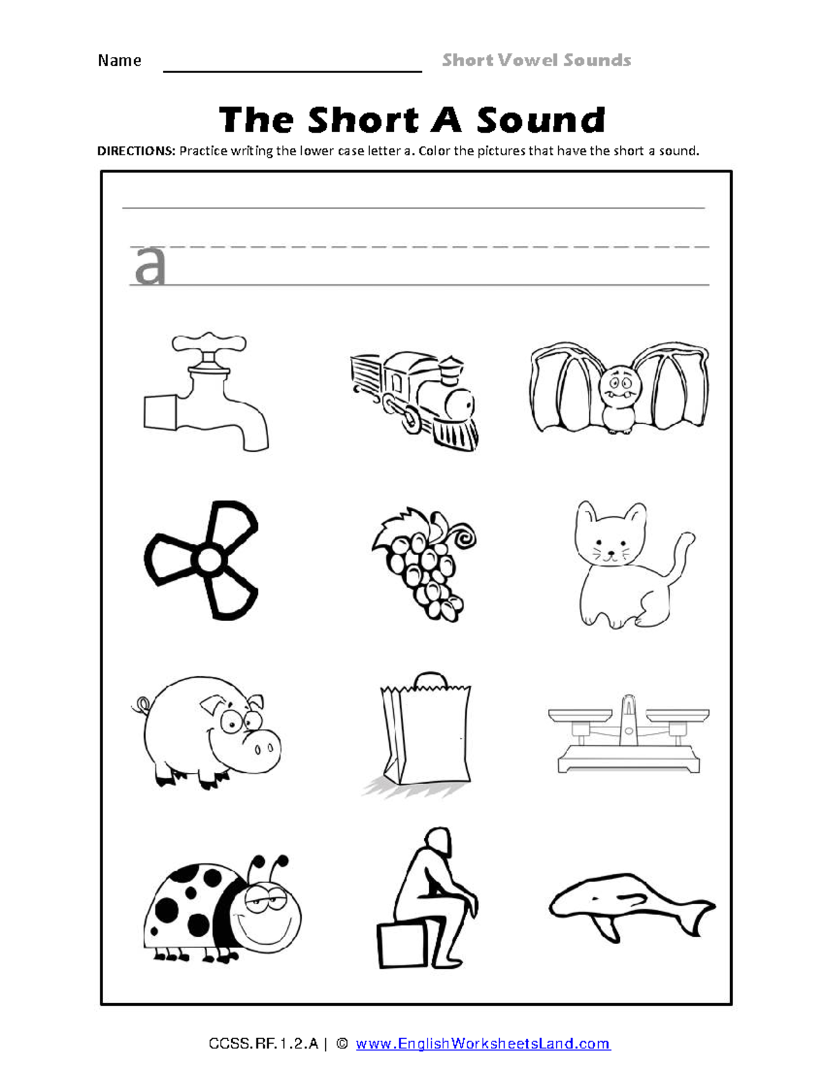 A - Short Vowel Sounds Worksheet - Name Short Vowel Sounds CCSS.RF.1.2