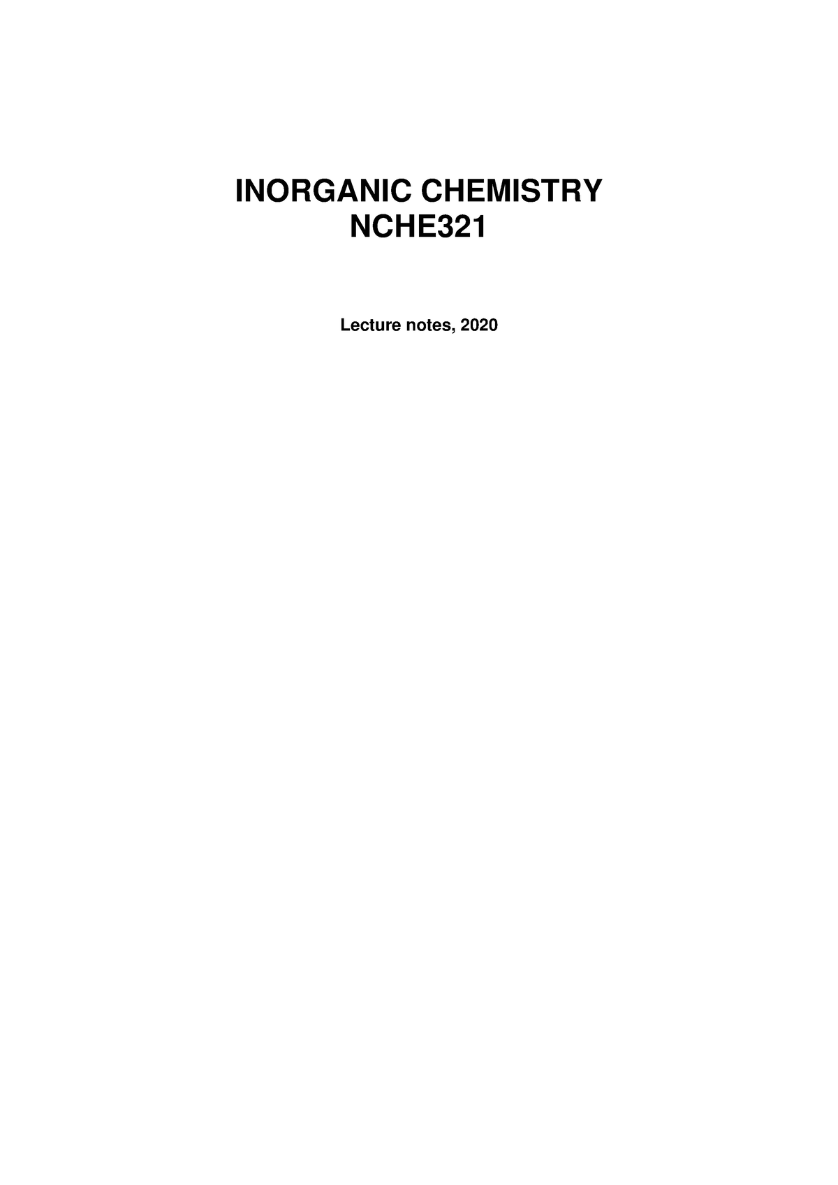 CHEN321Teor2021Eng - CHEM - INORGANIC CHEMISTRY NCHE 321 Lecture notes ...