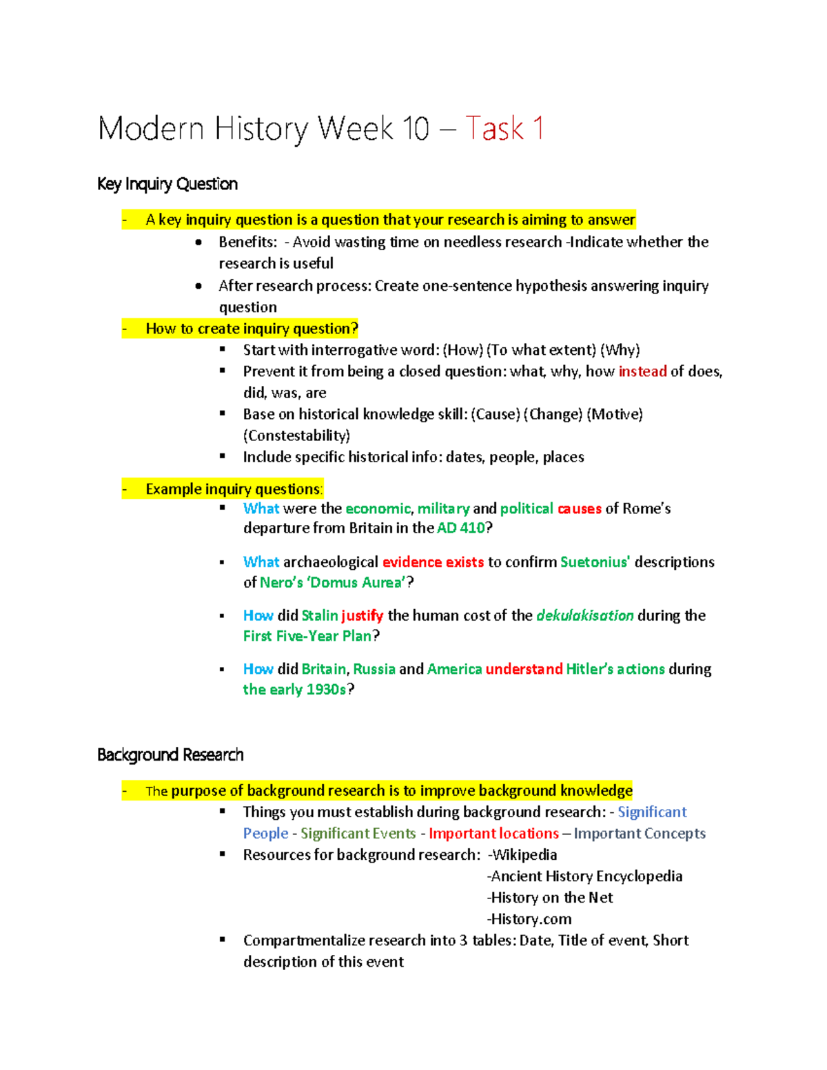 coursework history ideas