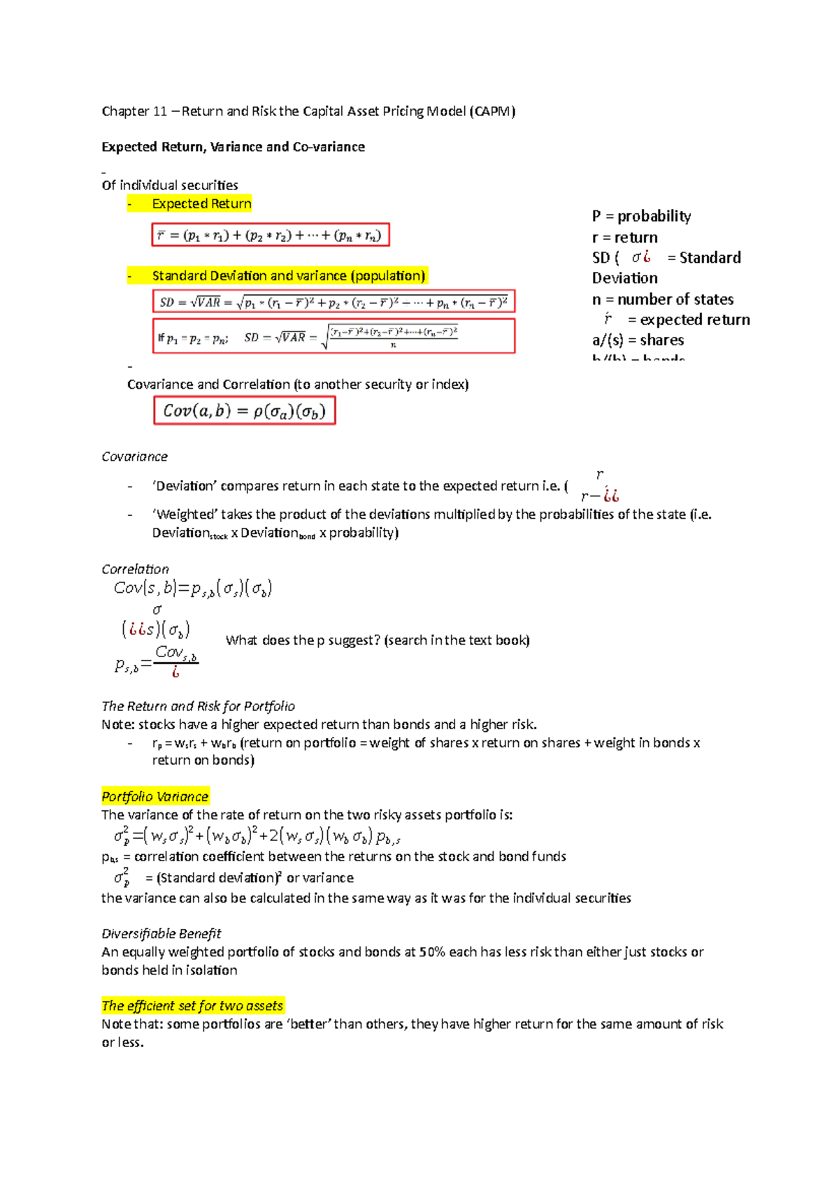 Week 3 - Chapter 13 Return and Risk the Capital Asset Pricing Model ...