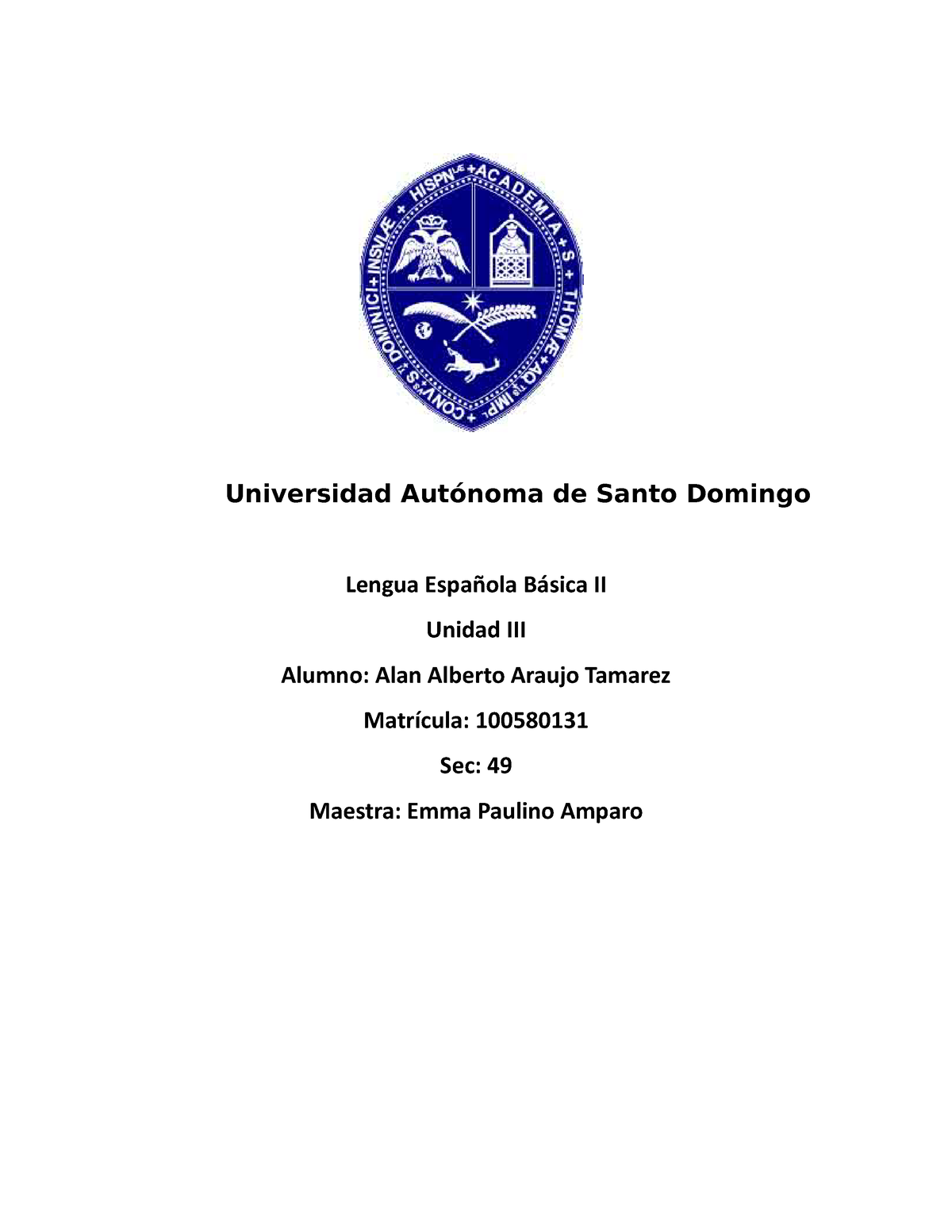 Actividad 2 Letra - Universidad Autónoma De Santo Domingo Lengua ...