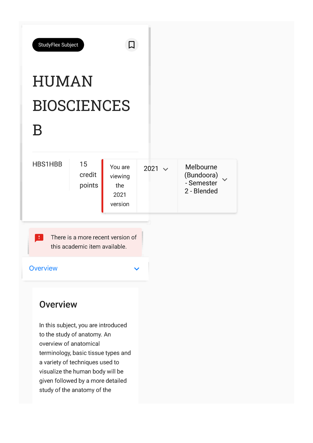 Human Biosciences B - Course Outline - StudyFlex Subject HUMAN ...