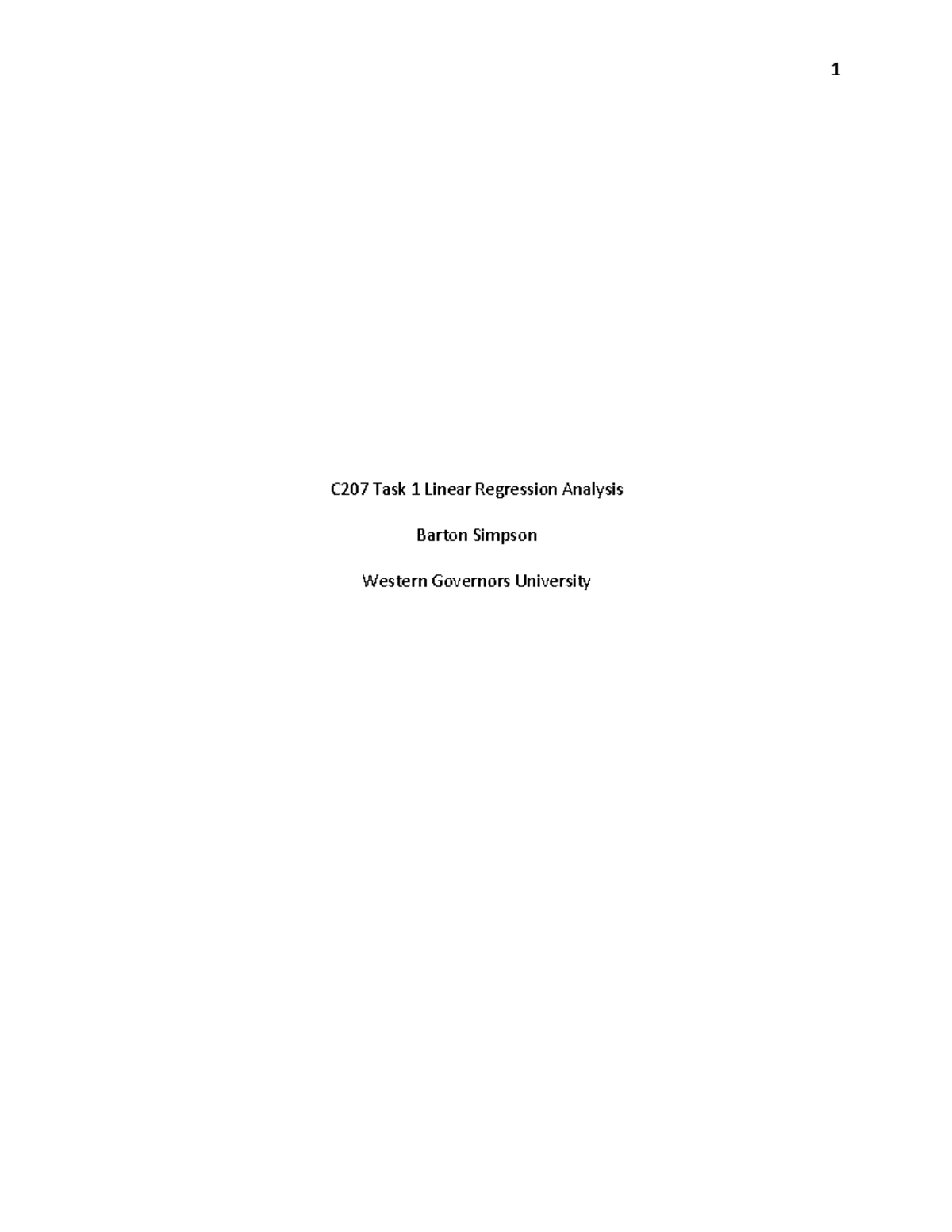Task 1 Linear Regression Passed - C207 Task 1 Linear Regression ...