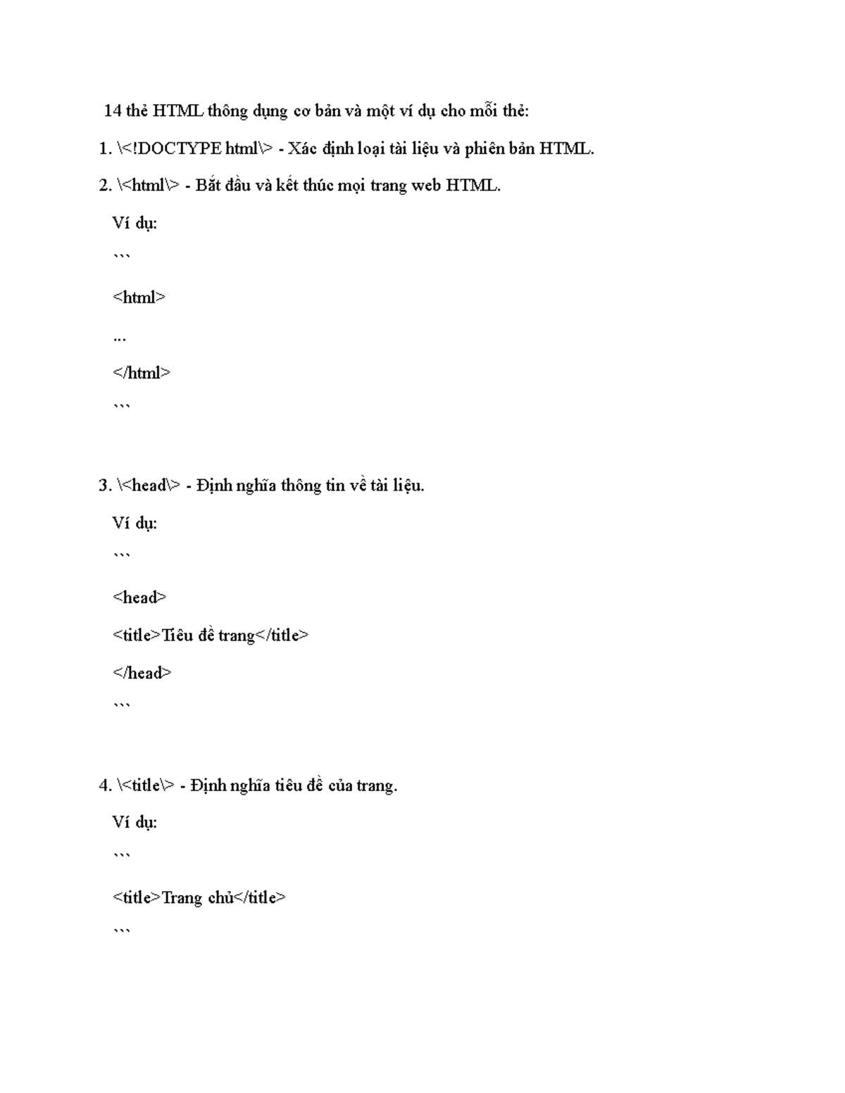 14 thẻ HTML thông dụng cơ bản và một ví dụ cho mỗi thẻ - 14 thẻ HTML ...