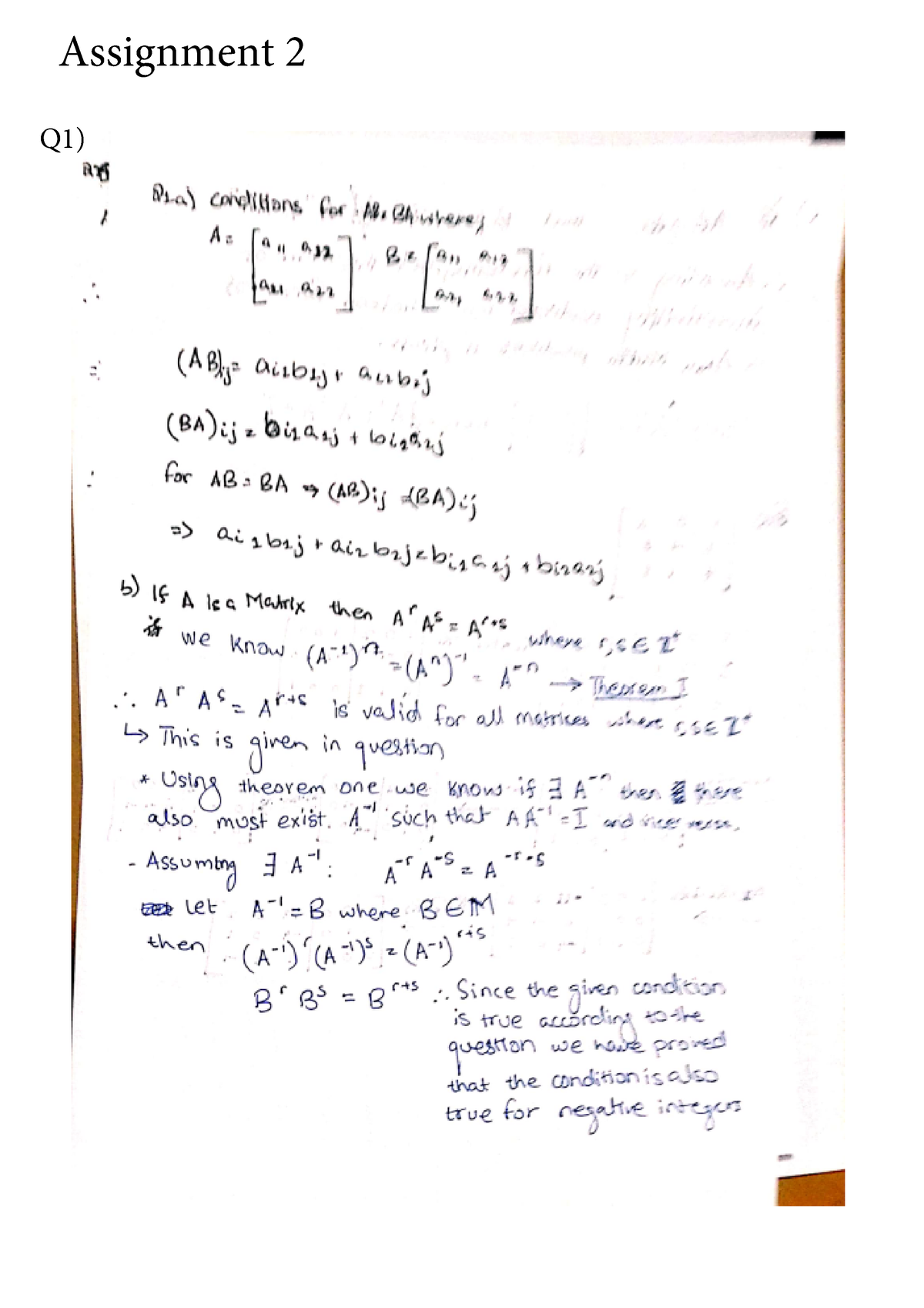 linear algebra assignment solutions