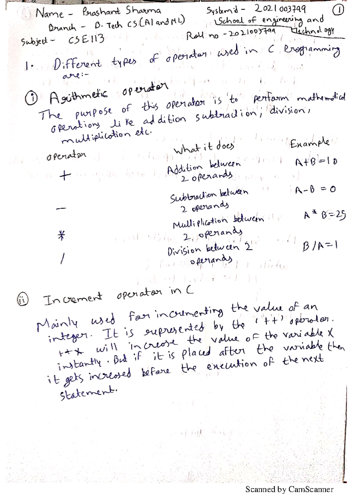 CSE113 2021003799 - not anything - Prashant Sharma System id 2021003799 ...