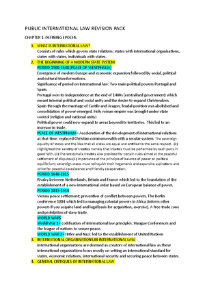 Lecture Guideline - Public International Law - 1 LECTURE GUIDELINE (5 ...