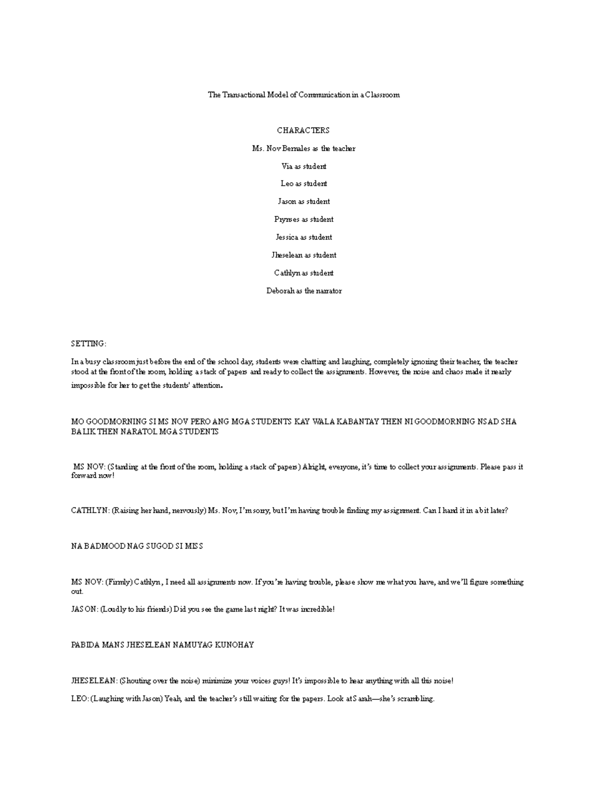 The Transactional Model of Communication in a Classroom - The ...
