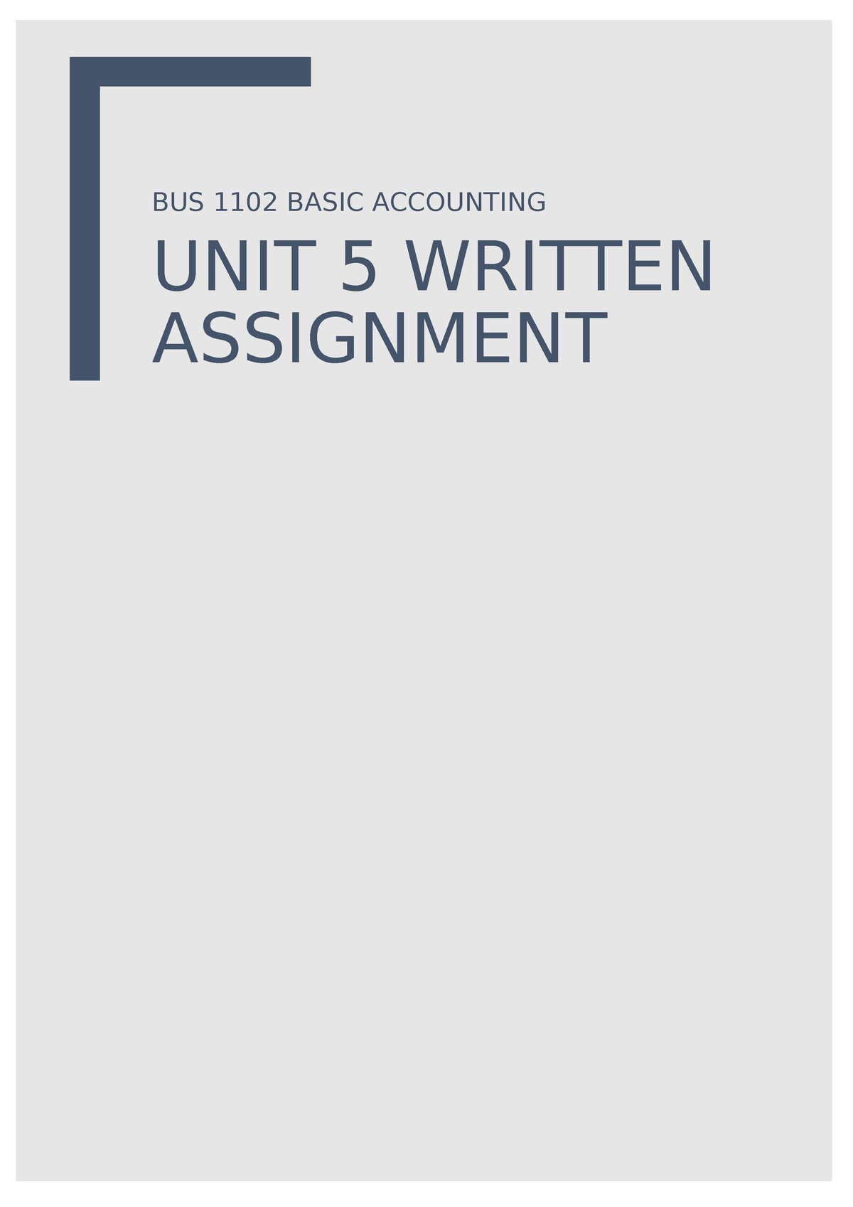 written assignment unit 5 bus 1102