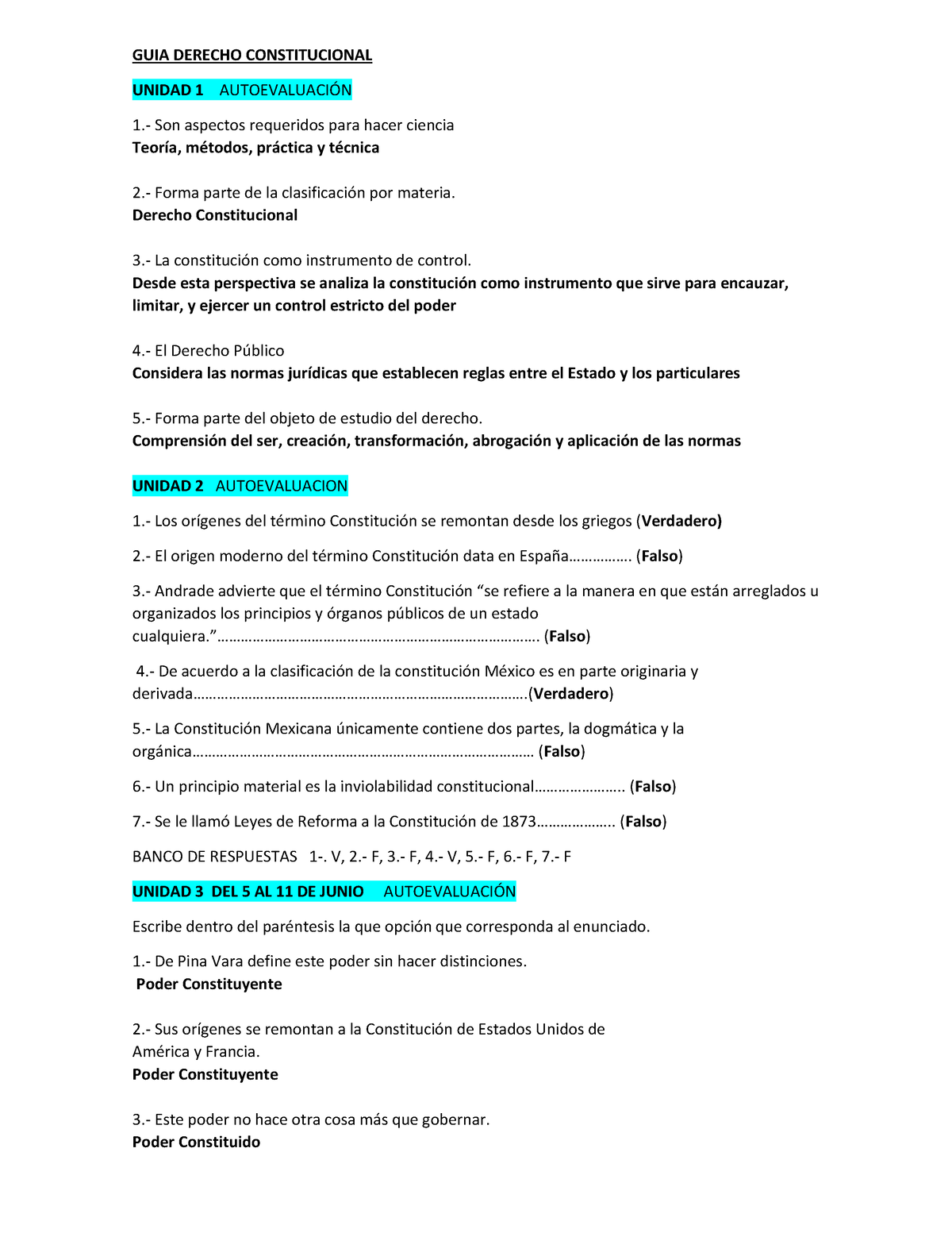 Guia Derecho Constitucional - GUIA DERECHO CONSTITUCIONAL UNIDAD 1 ...