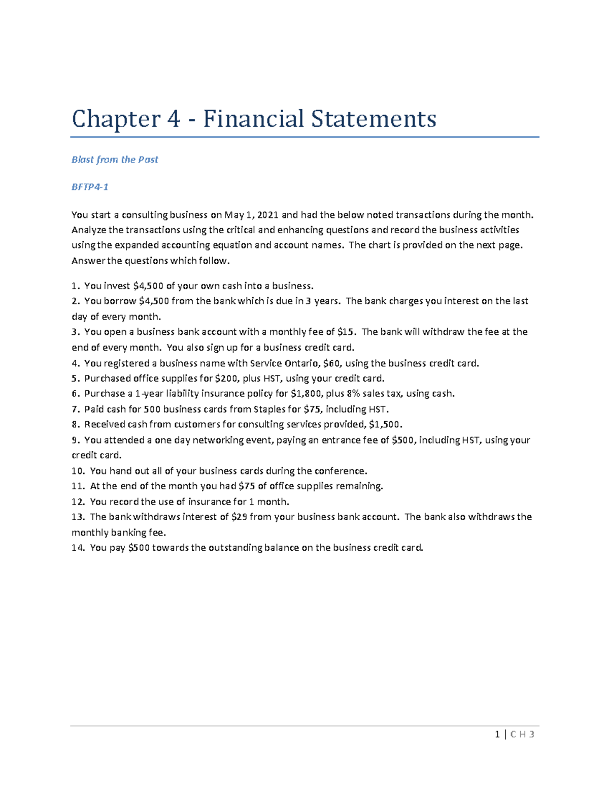 CH4 Financial Statements - Chapter 4 - Financial Statements Blast from ...