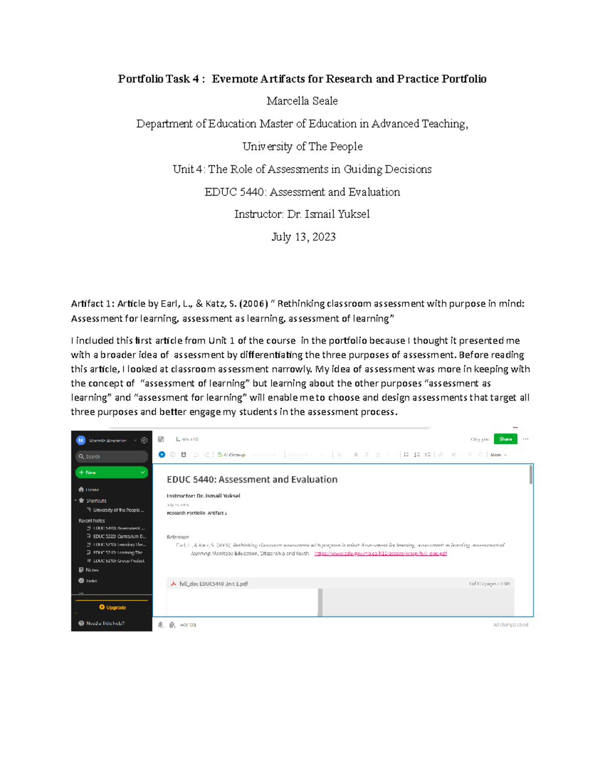Portfolio Task 4 for Unit 4 of EDUC 5440 - Portfolio Task 4 : Evernote ...