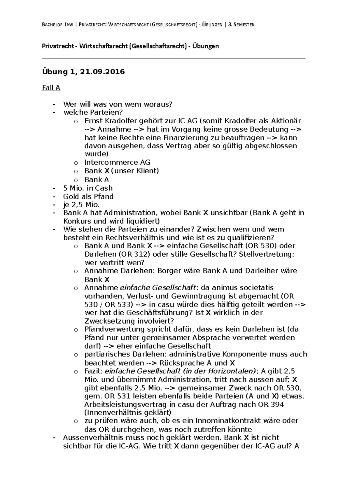 Wer Will Was Von Wem Woraus Privatrecht - Wirtschaftsrecht (Gesellschaftsrecht) - Fall A Wer will