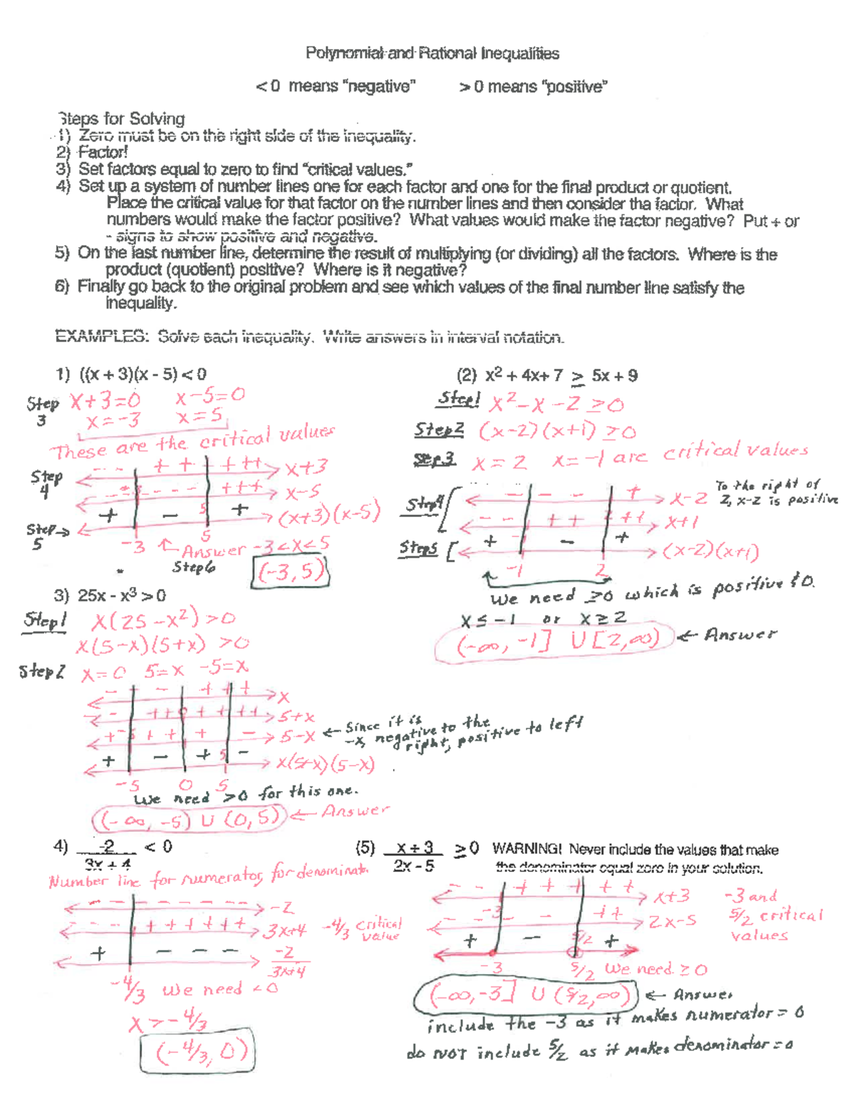Poly, Rat Inequalities Notes Completed - MATH 1533 - Studocu